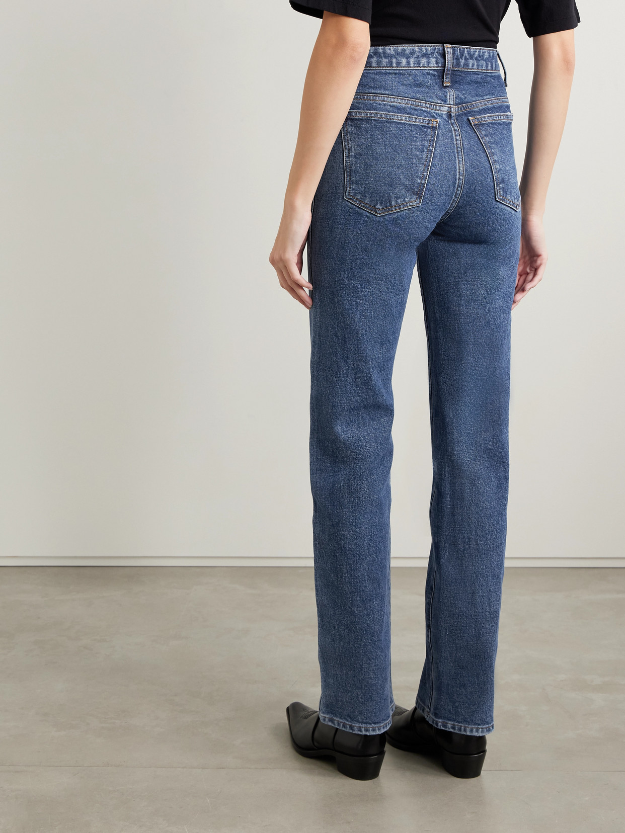 Khaite Danielle Stretch High-waist Straight-leg Jeans In Blue