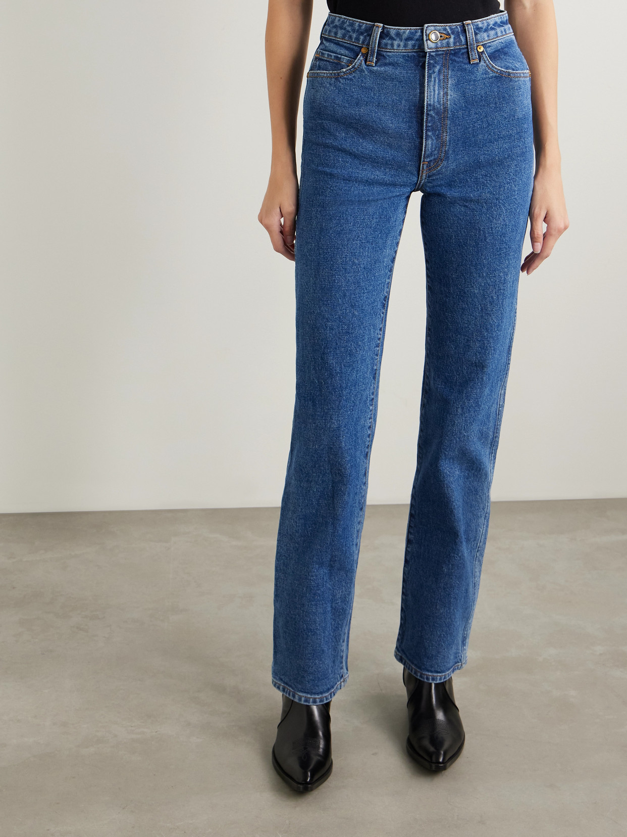 Khaite Danielle Stretch High-waist Straight-leg Jeans In Blue