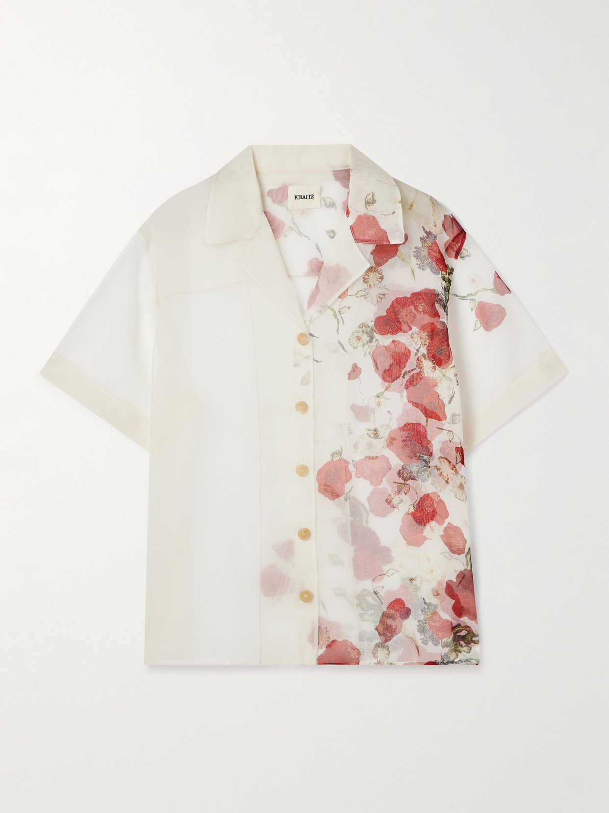Khaite Riordan Printed Silk-organza Shirt In White