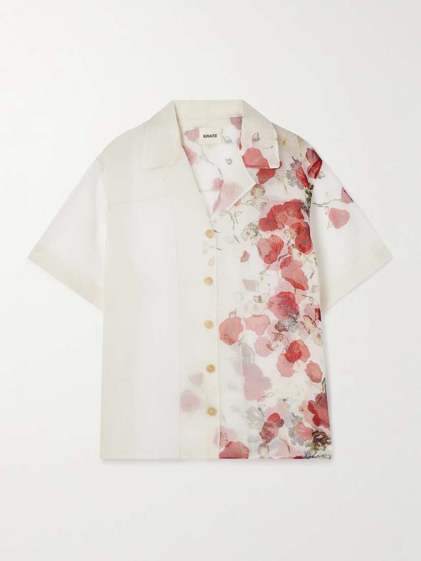 Khaite Riordan Printed Silk-organza Shirt