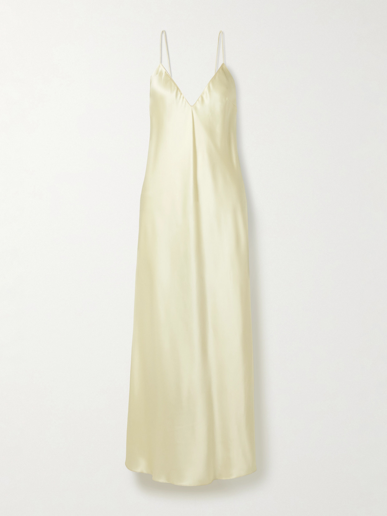 KHAITE Taja Satin Maxi Dress - Pastel yellow