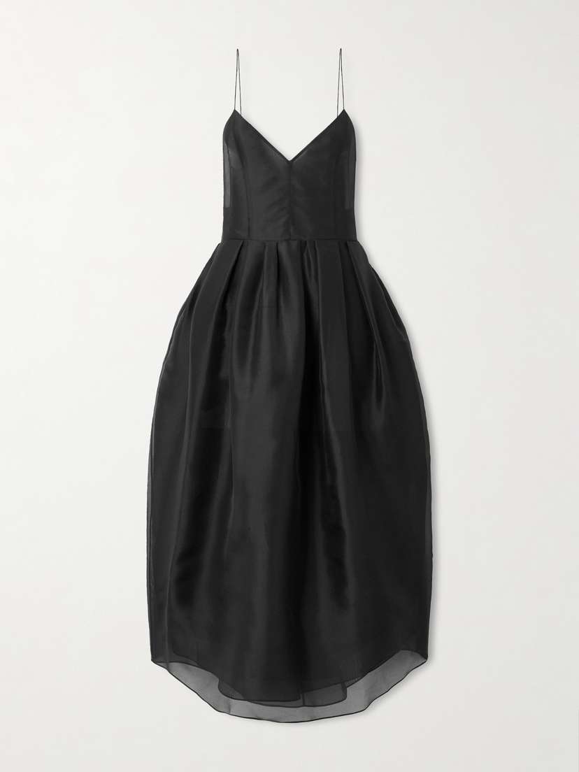 Khaite Colette Asymmetric Pleated Silk-organza Gown