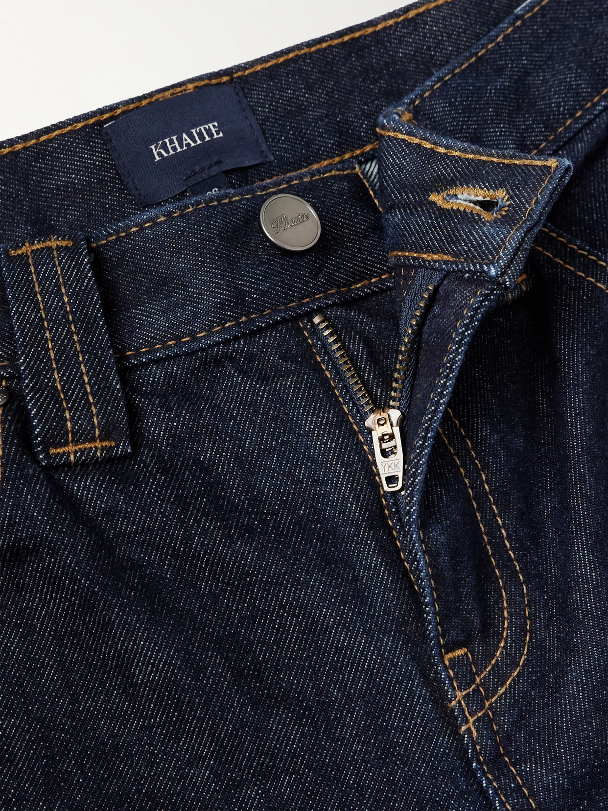 Khaite Karo Mid-rise Barrel-leg Jeans In Blue