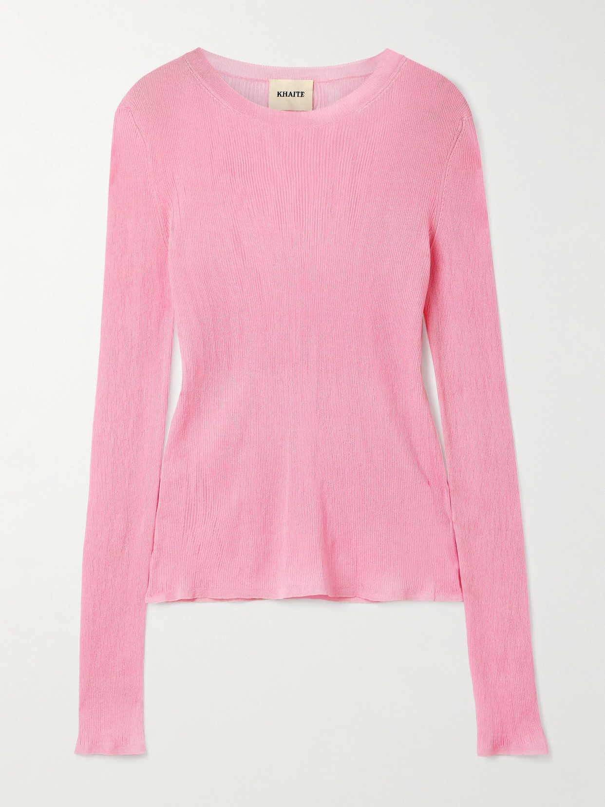 Khaite Mosi Ribbed Silk Top In Pink