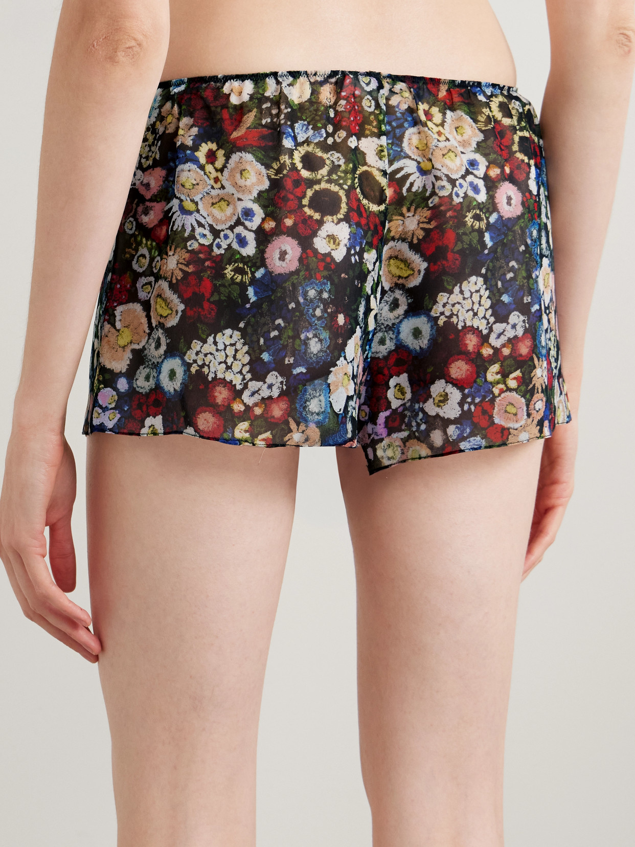 Khaite Tilly Floral-print Silk-chiffon Shorts In Multi