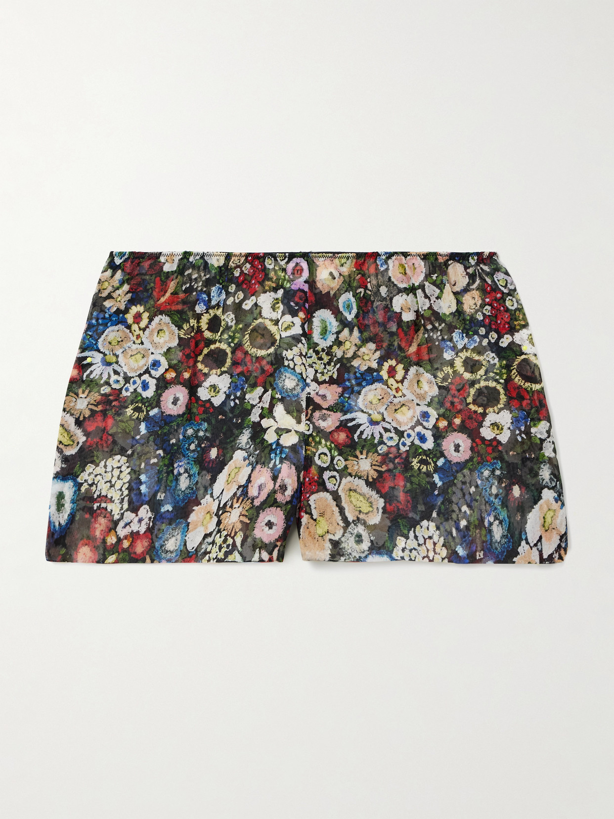 Khaite Tilly Floral-print Silk-chiffon Shorts In Multi