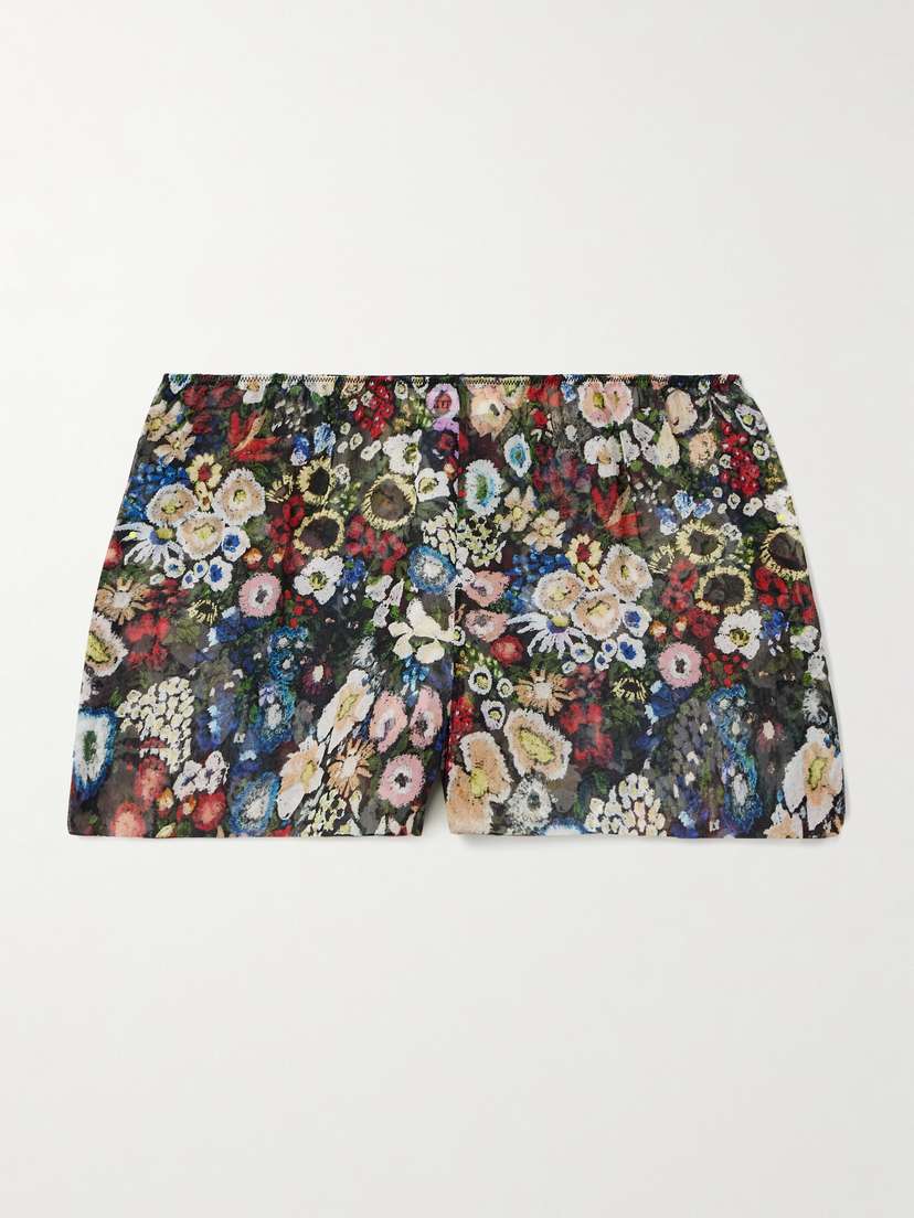Khaite Tilly Floral-print Silk-chiffon Shorts