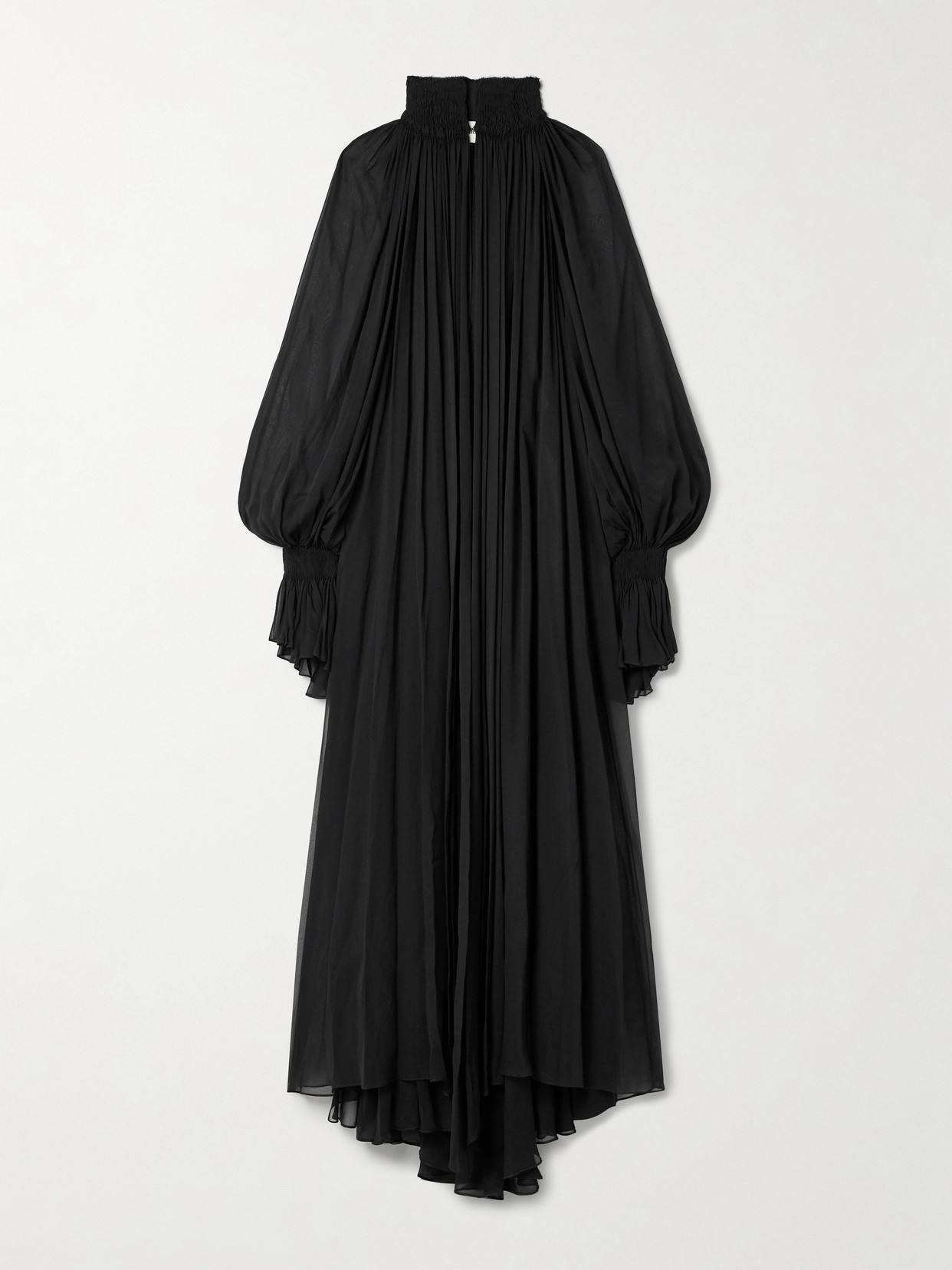 Khaite Edgar Gathered Silk-chiffon Maxi Dress In Black