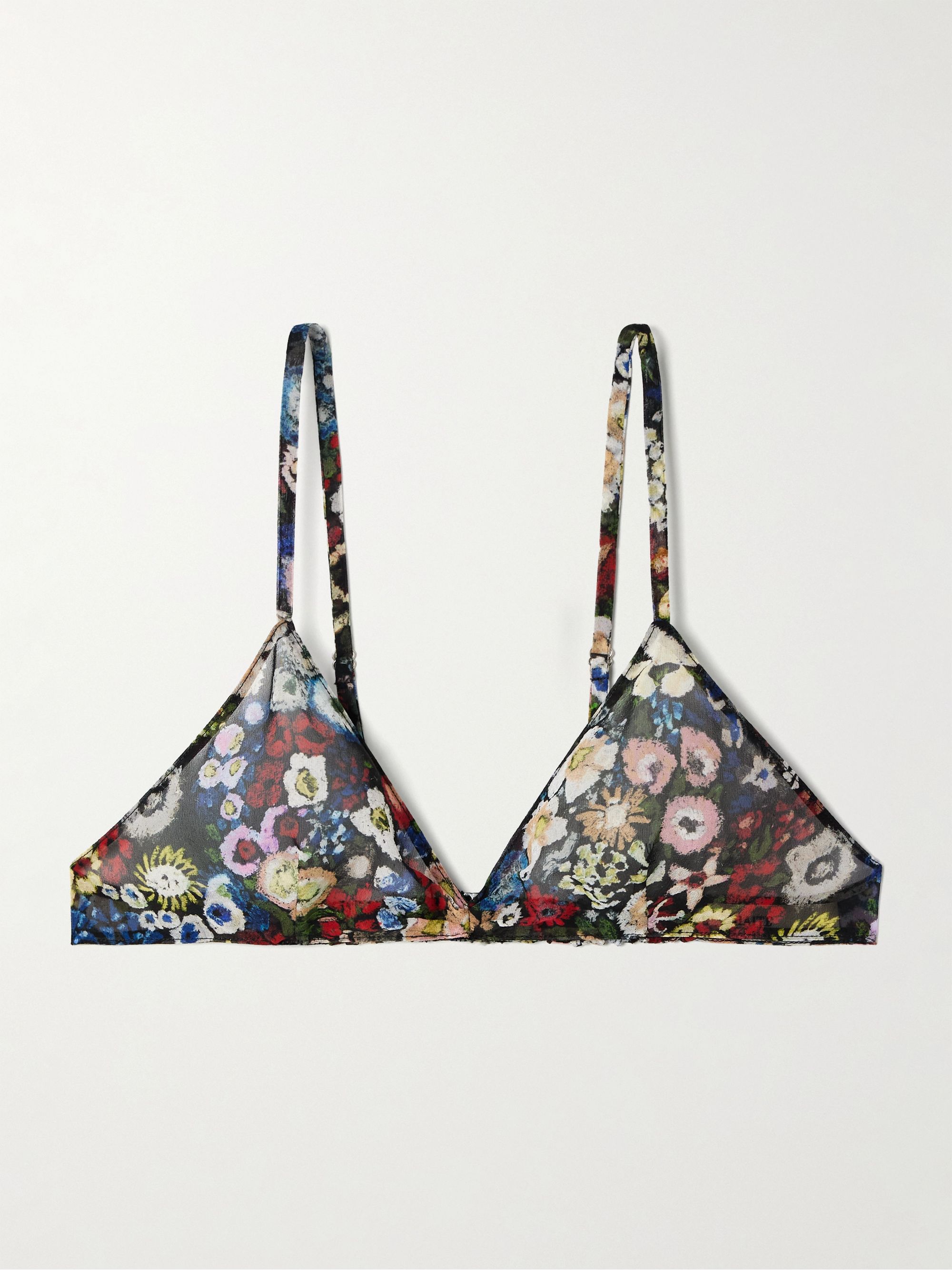KHAITE Talita floral-print silk-chiffon triangle bra