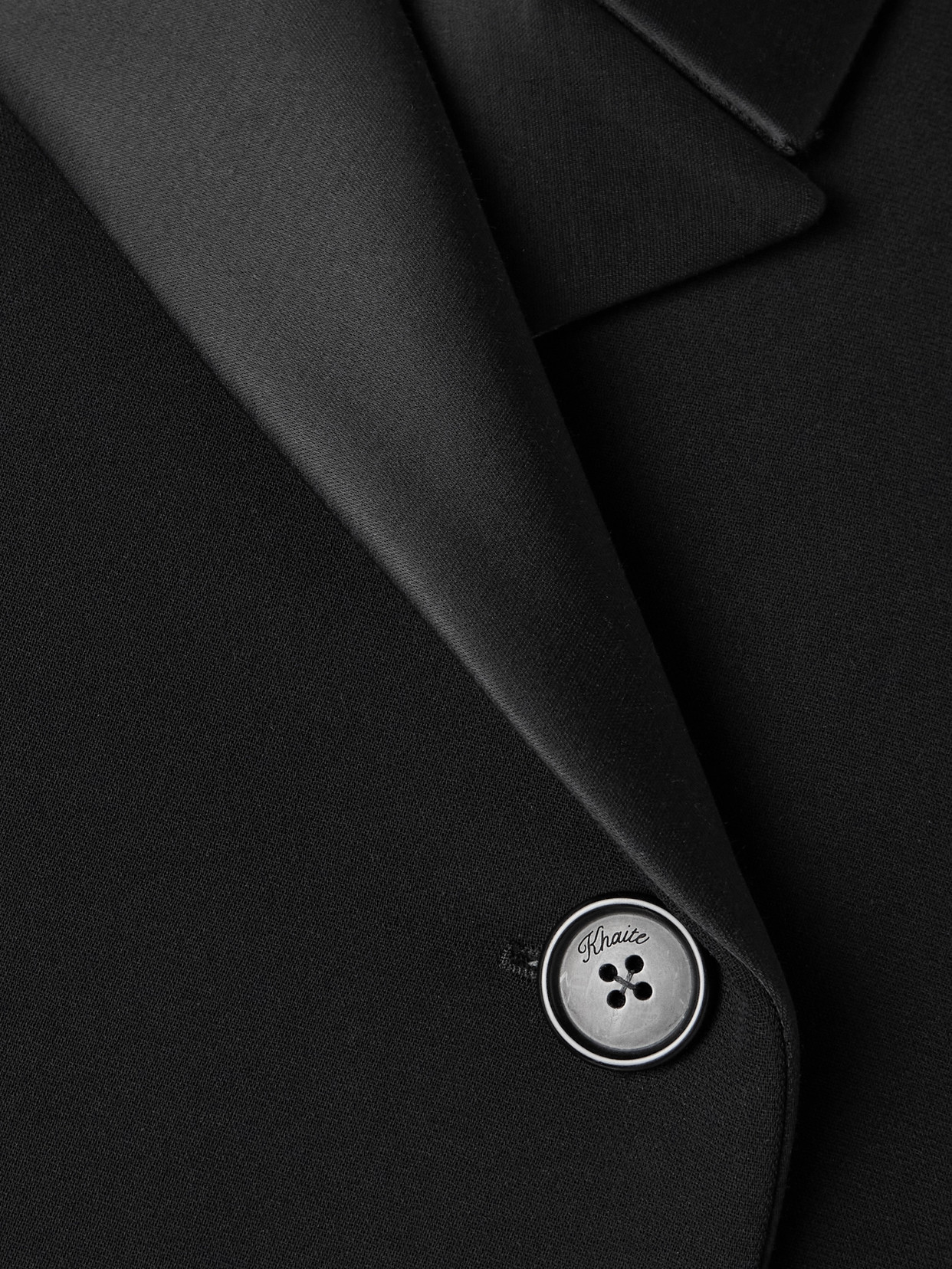 Khaite Sabel Double-breasted Satin-trimmed Crepe Blazer In Black