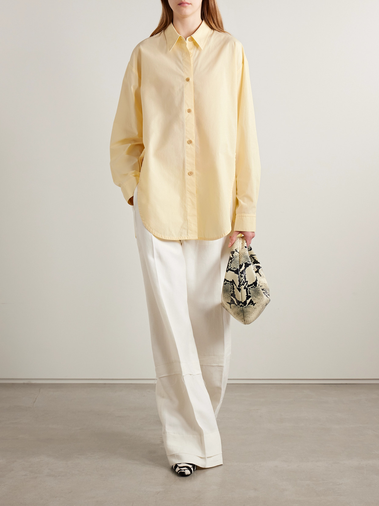 Khaite Goya Cotton-poplin Shirt In Yellow