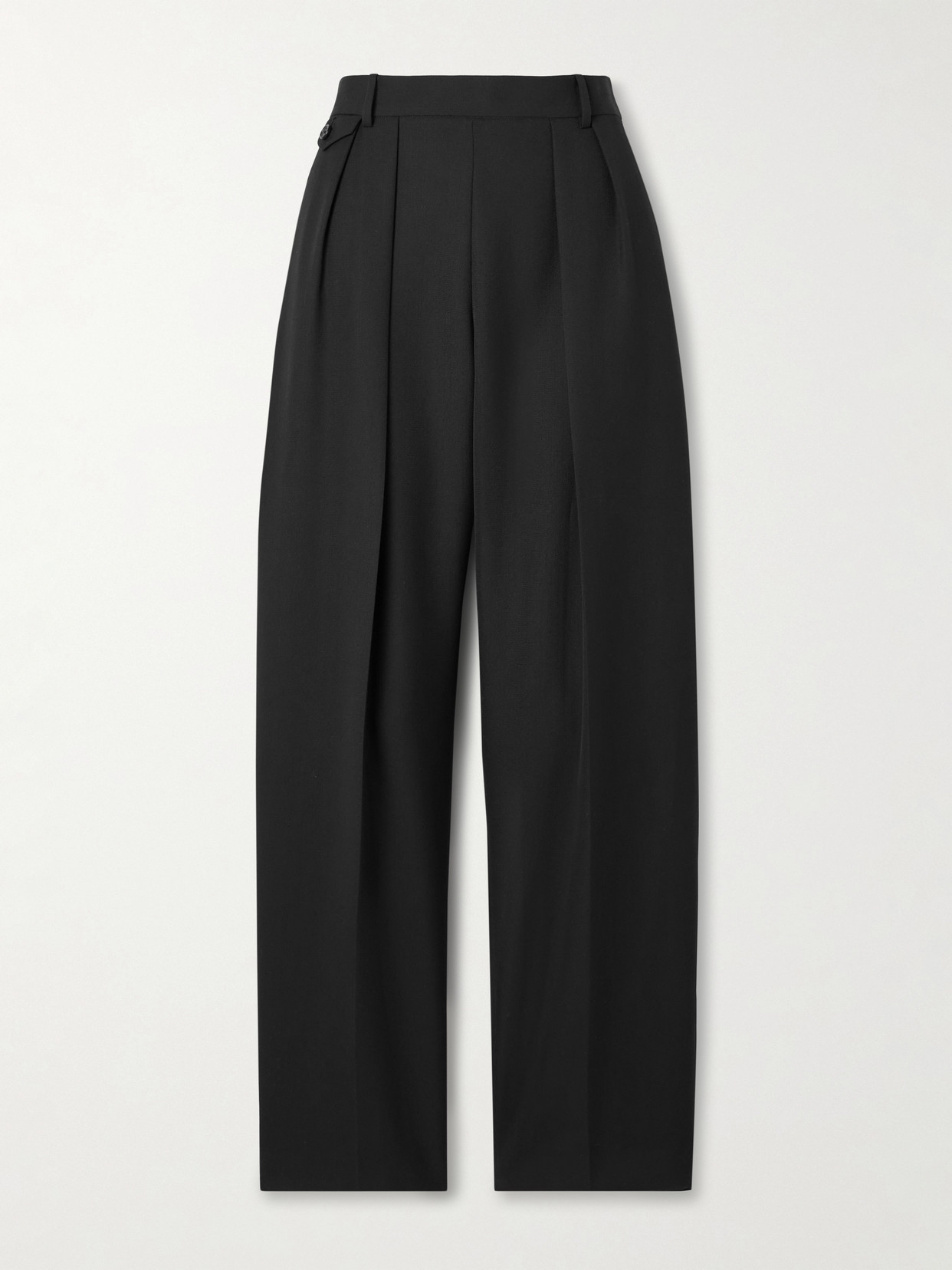 Khaite Dugan Pleated Wool Tapered Pants In Black