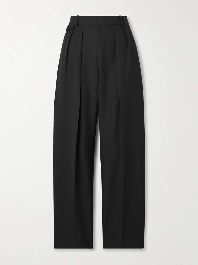 Khaite Dugan Pleated Wool Tapered Pants