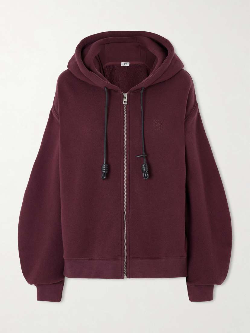 Loewe Flamenco Leather-trimmed Cotton-blend Jersey Hoodie