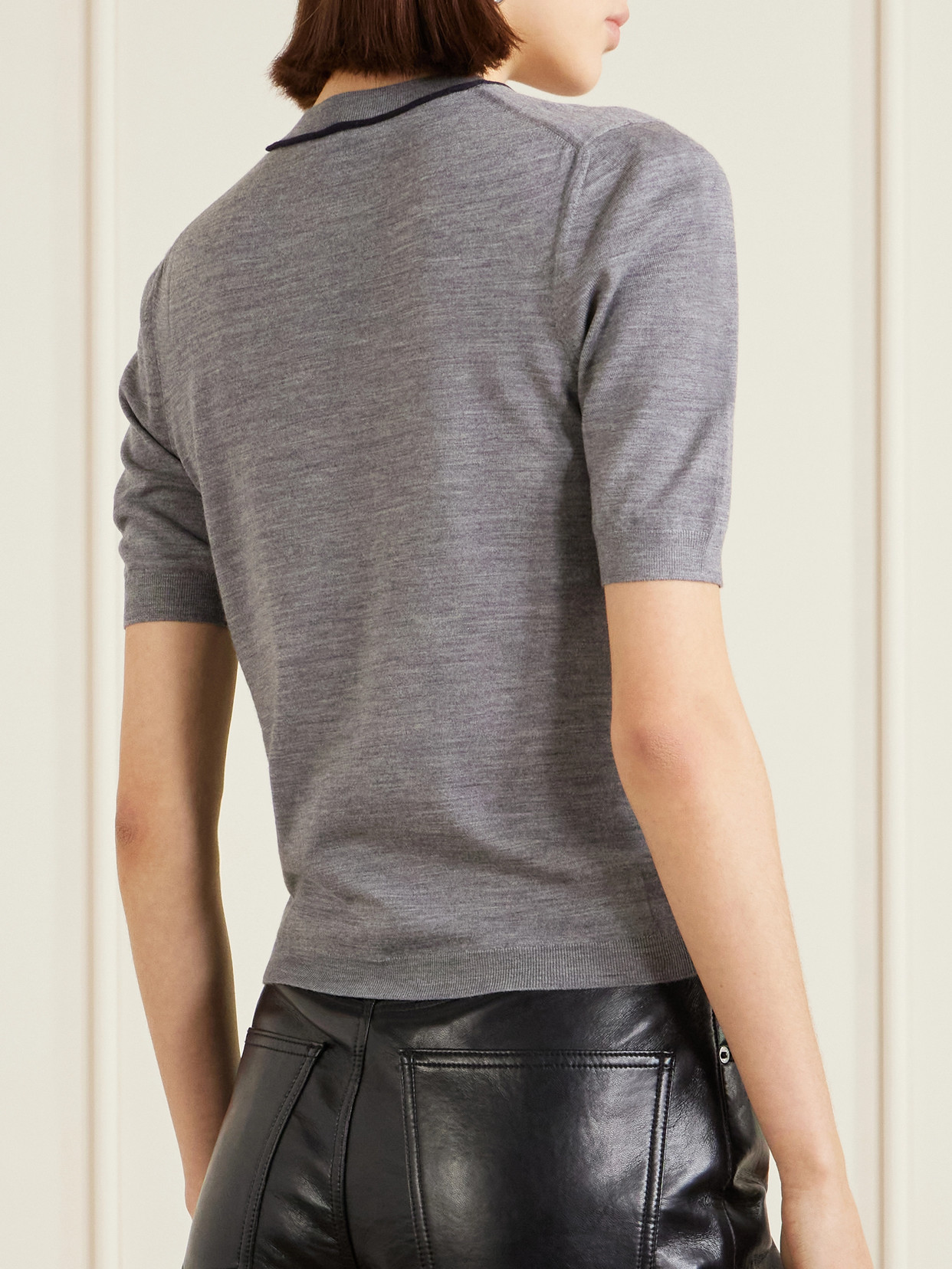 Loewe Piped Wool T-shirt In Gray