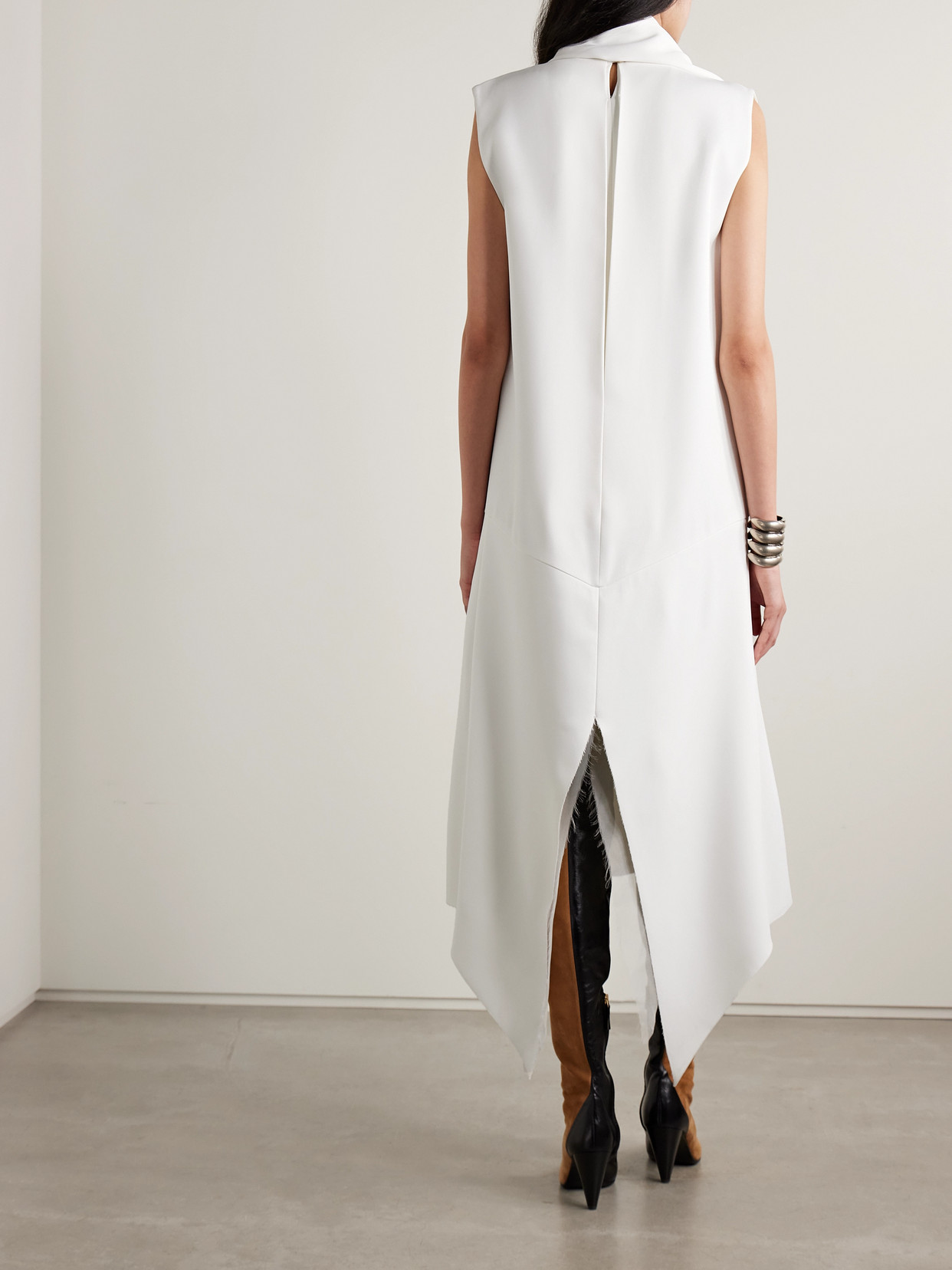 Khaite Loell Draped Duchesse-satin Midi Dress In White