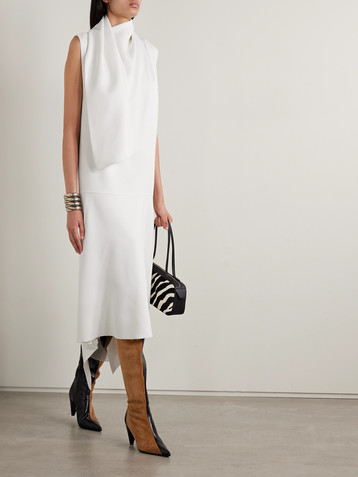 KHAITE Loell draped duchesse-satin midi dress