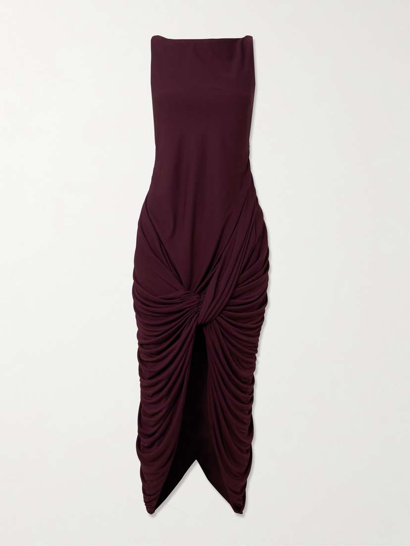 Loewe Twisted Gathered Jersey Midi Dress