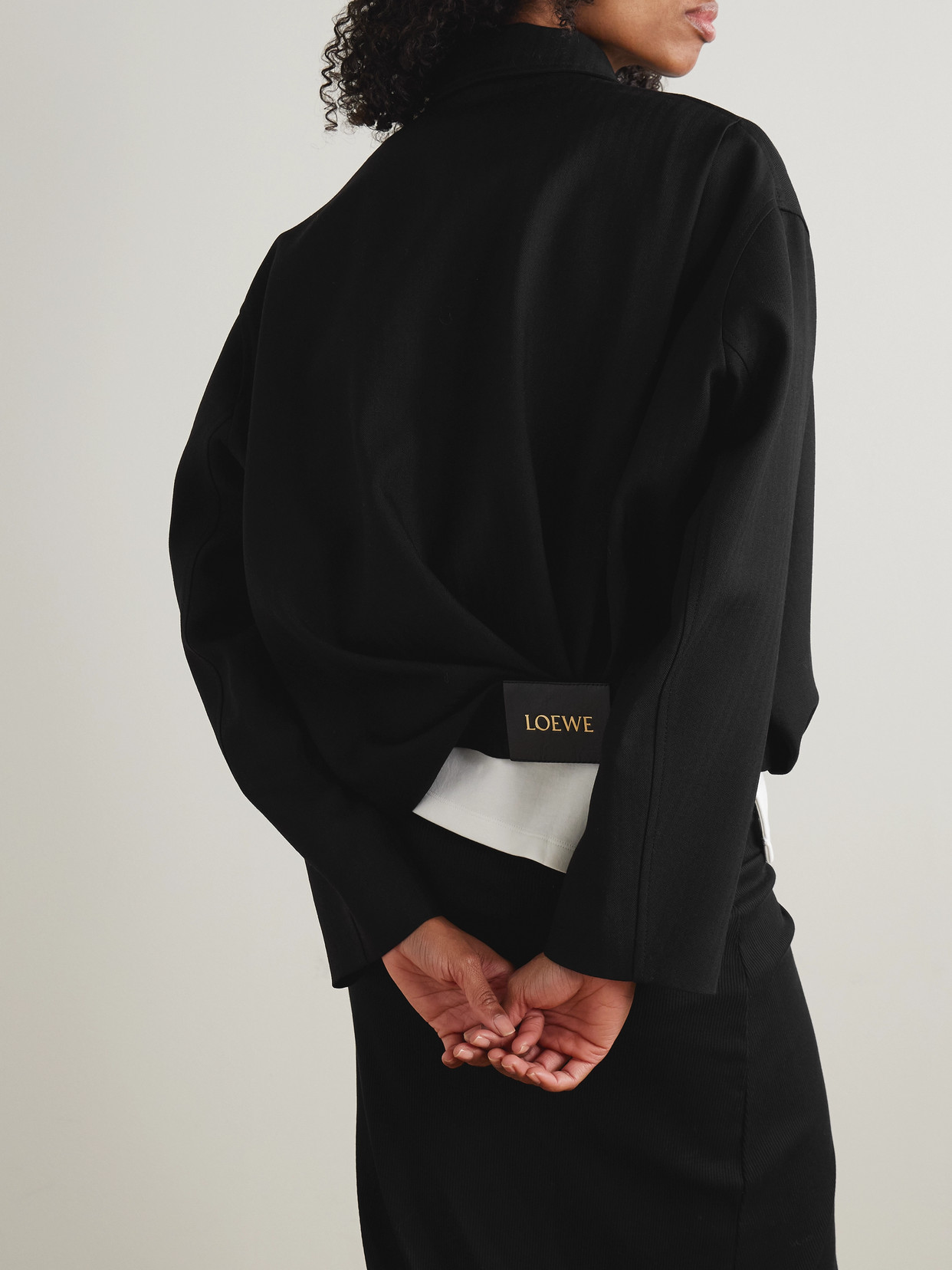 Loewe Herringbone Wool Jacket In Black