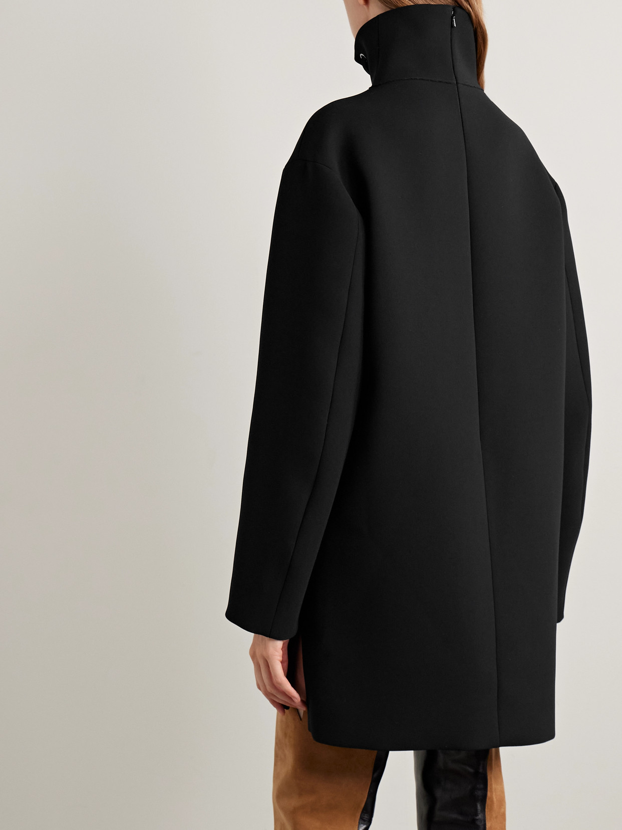 Khaite Lee Lace-up Long Sleeve Double Face Crepe Dress In Black