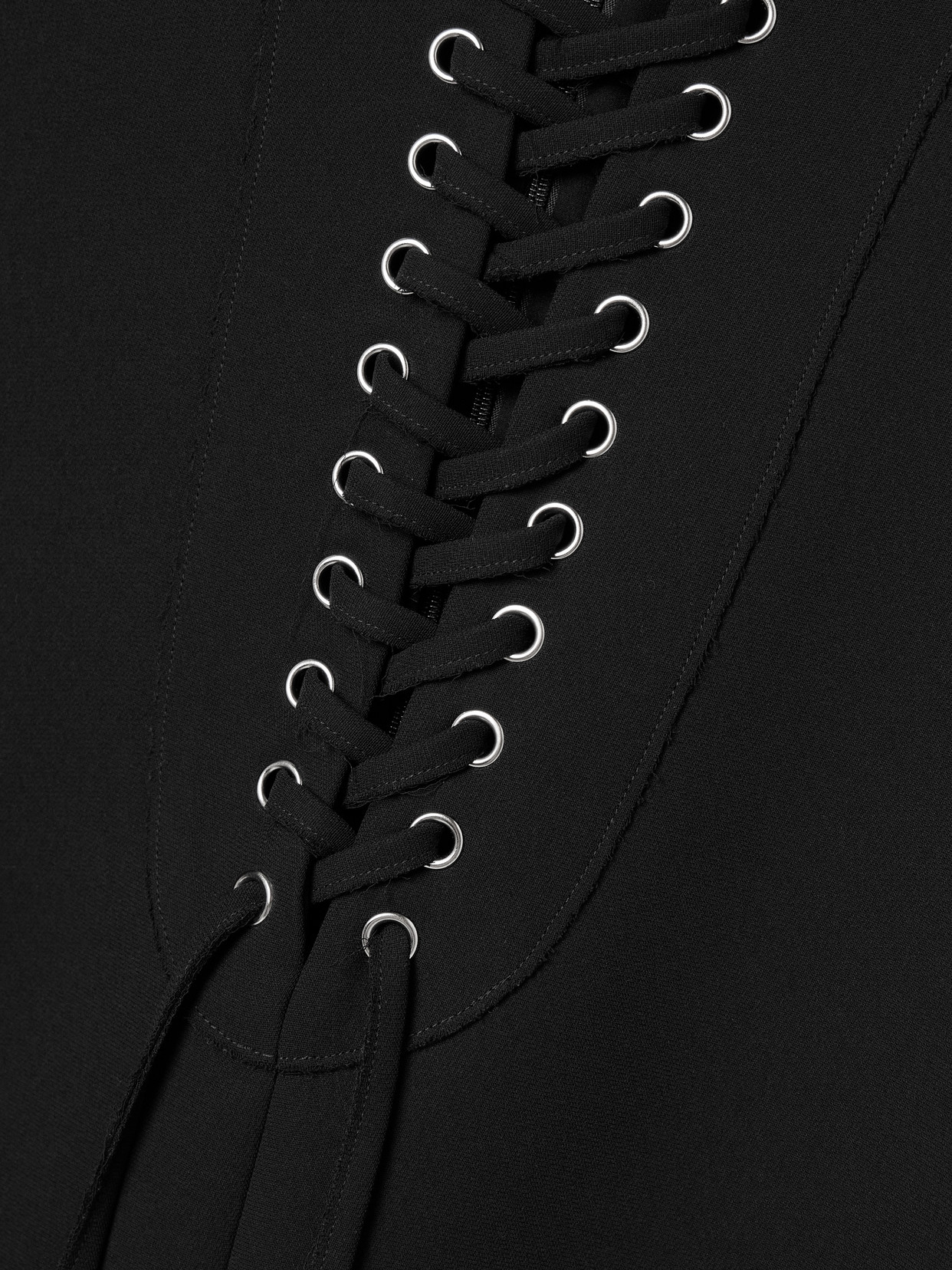 Khaite Lee Lace-up Long Sleeve Double Face Crepe Dress In Black