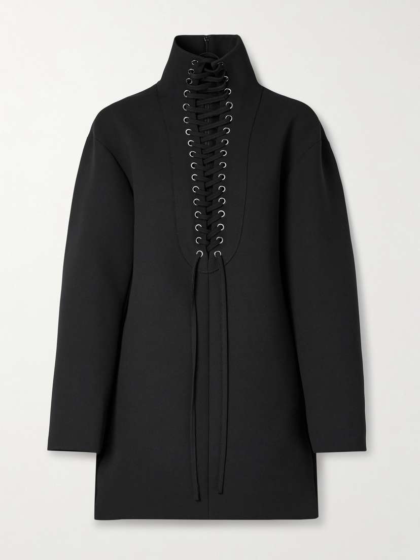 Khaite — Lee lace-up crepe mini dress