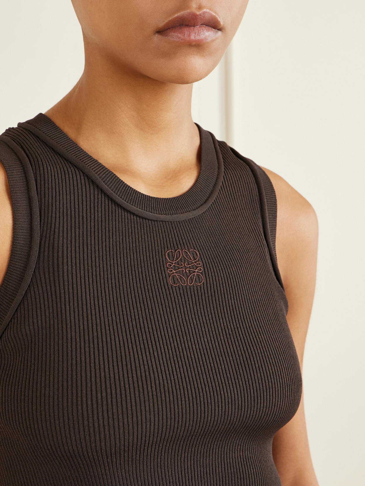 Anagram-Embroidered Ribbed Tank