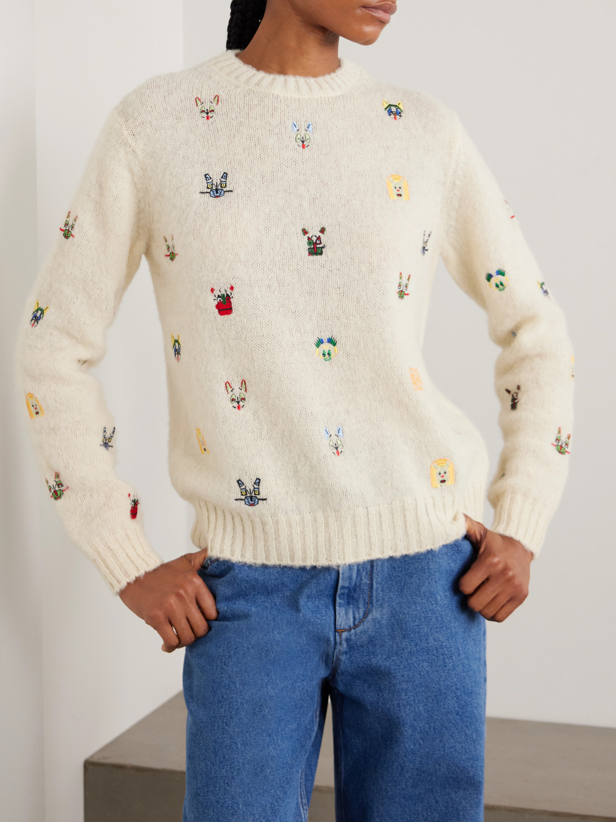 Loewe + Louis Wain Embroidered Wool-blend Sweater In Neutral