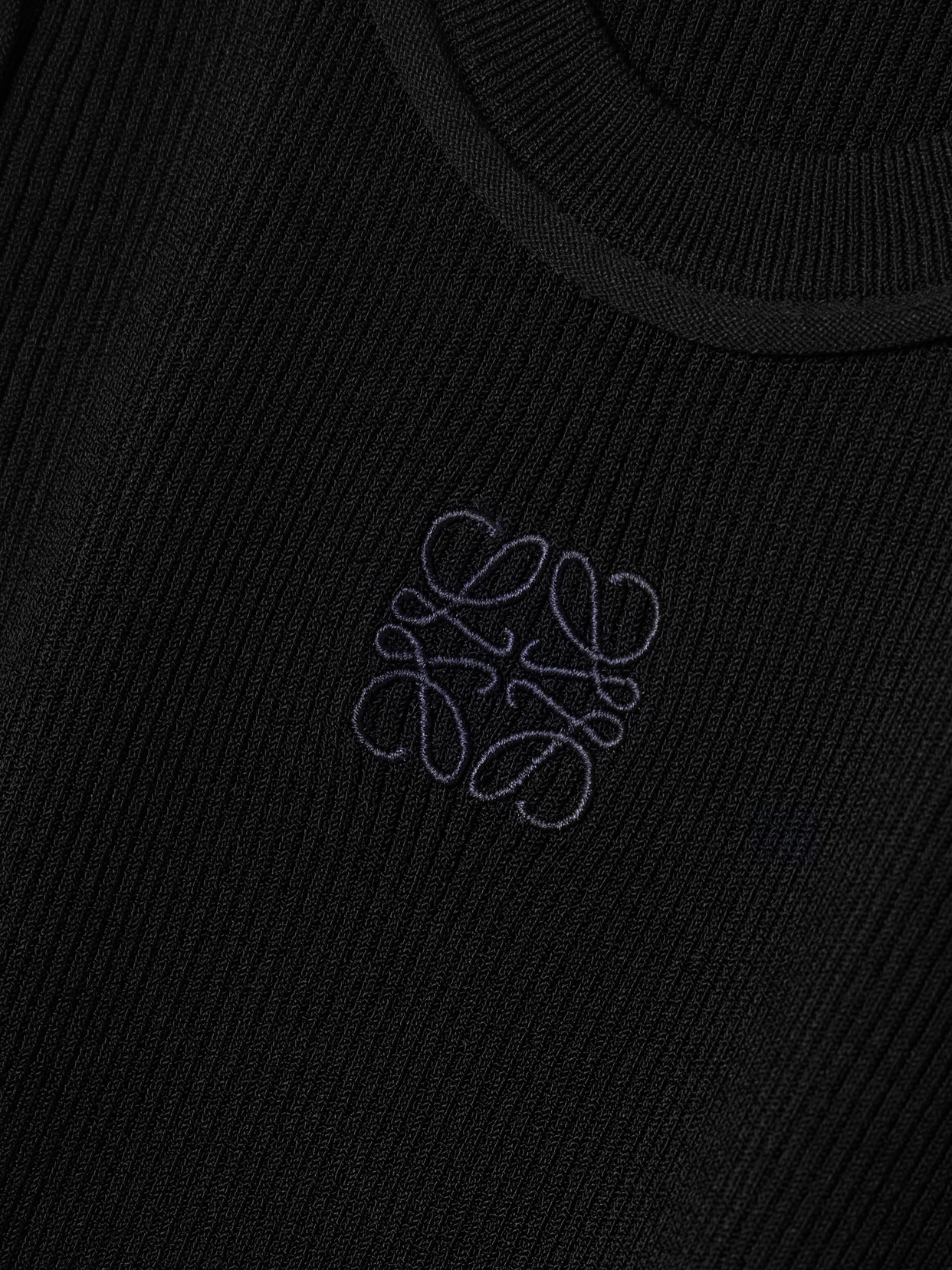 Loewe Anagram Embroidered Ribbed-knit Tank In Black