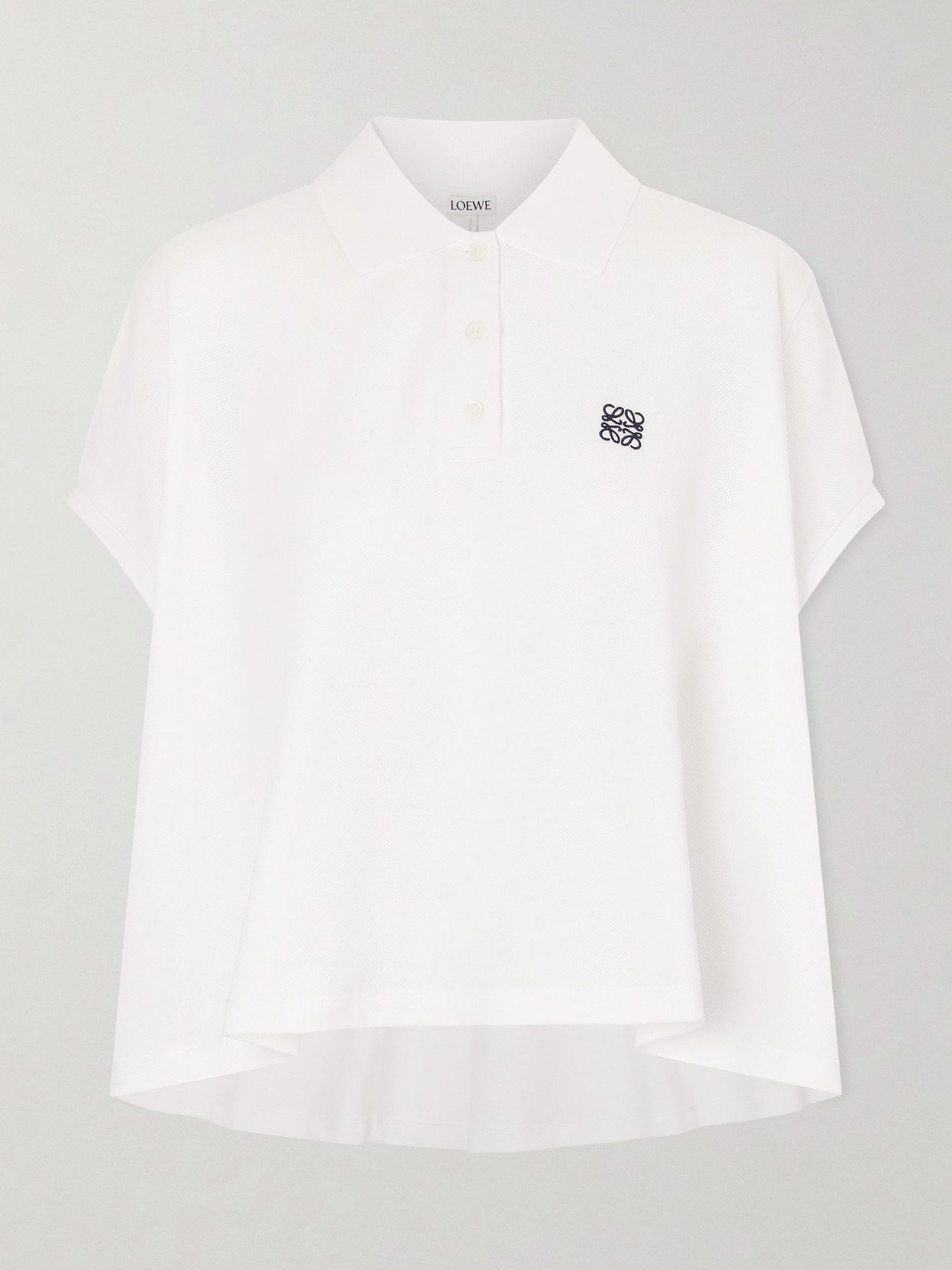 Loewe Embroidered Cotton-piqué Polo Shirt In White