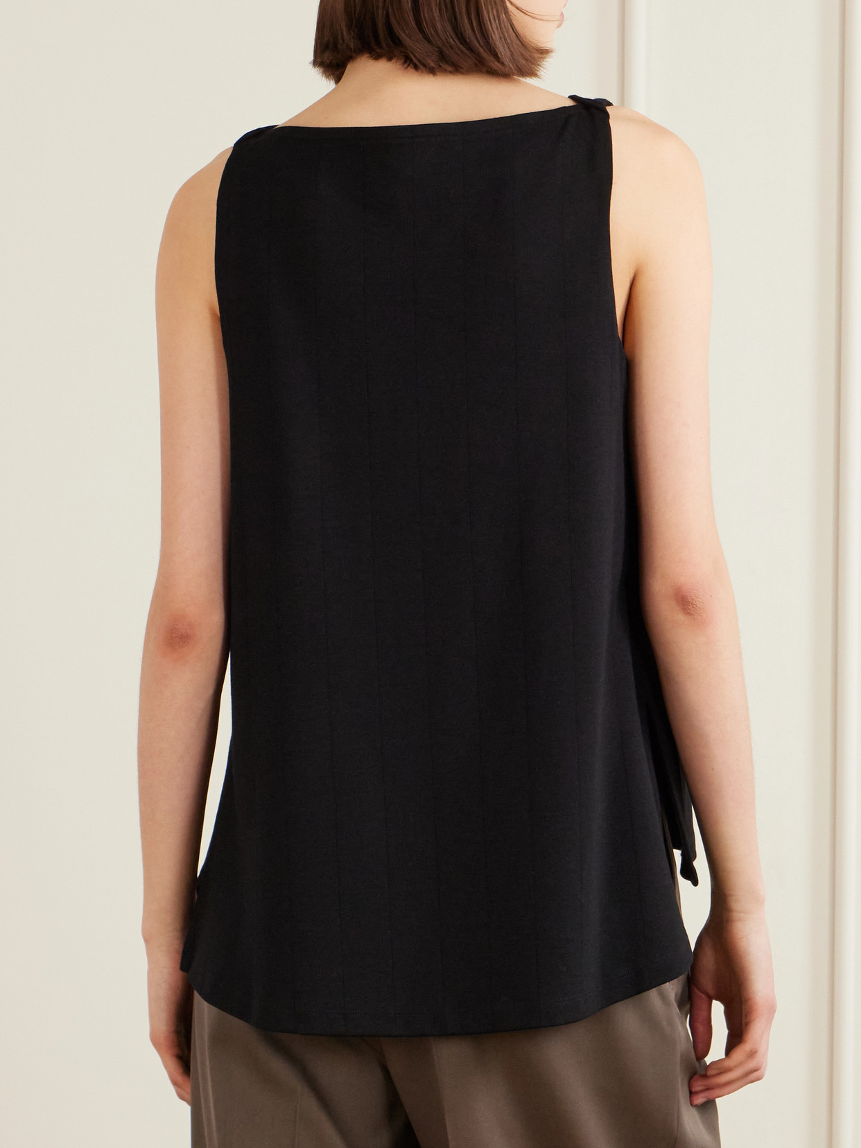 Anagram Embroidered Ribbed-Knit Tank Top