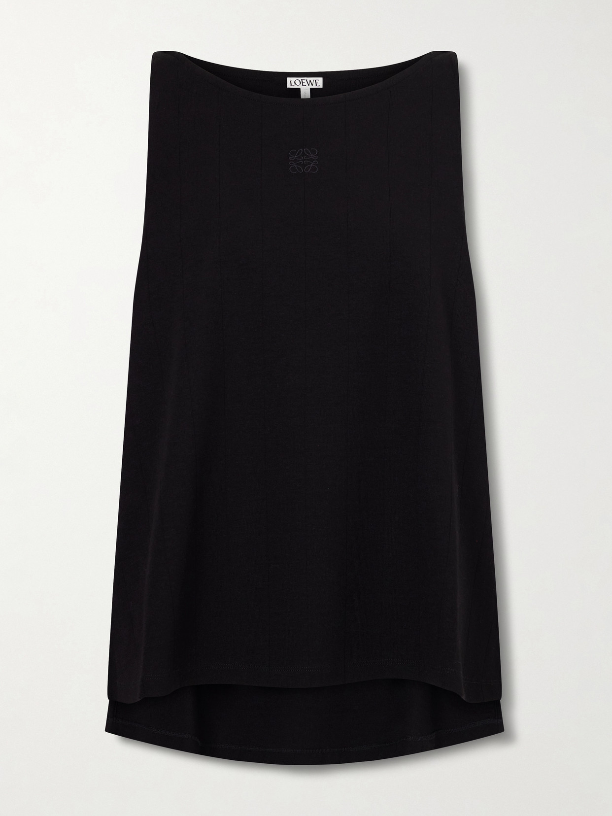 Loewe Anagram Embroidered Ribbed-knit Tank Top In Black