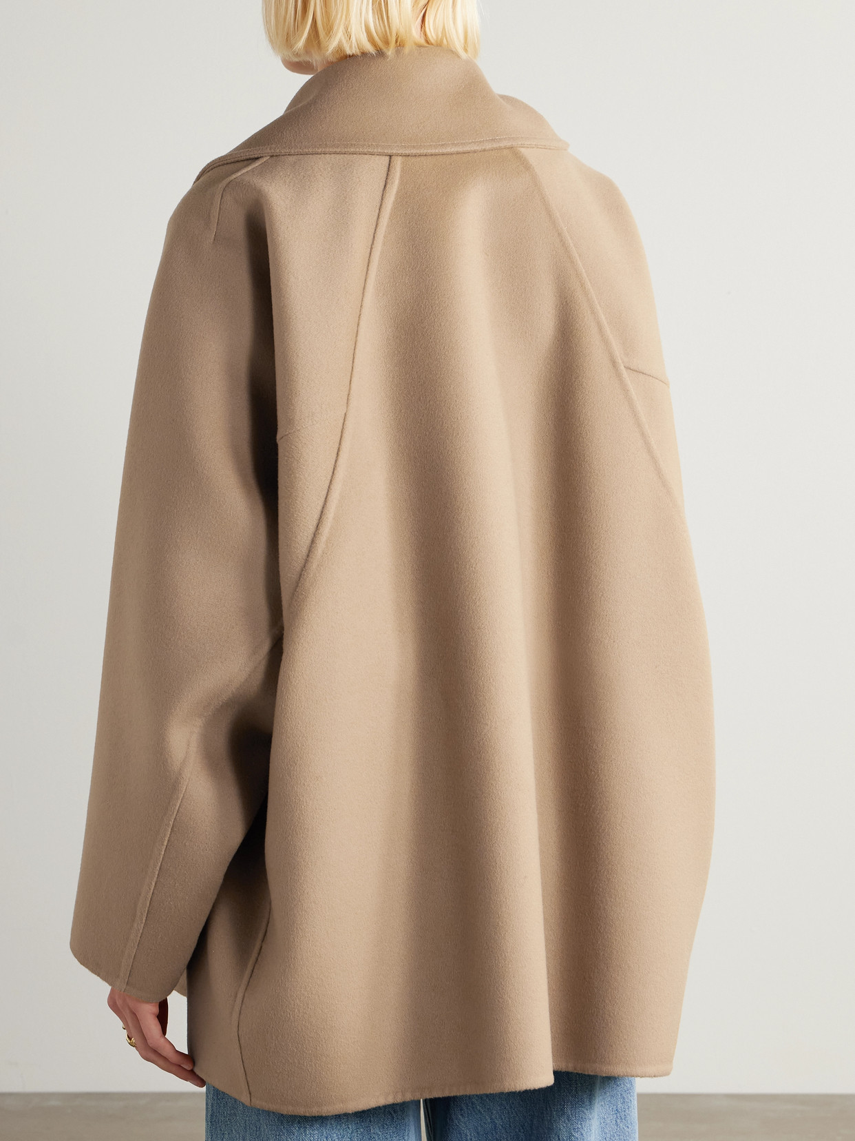 Loewe Wool Coat Double Breasted Wide Lapels In Nude