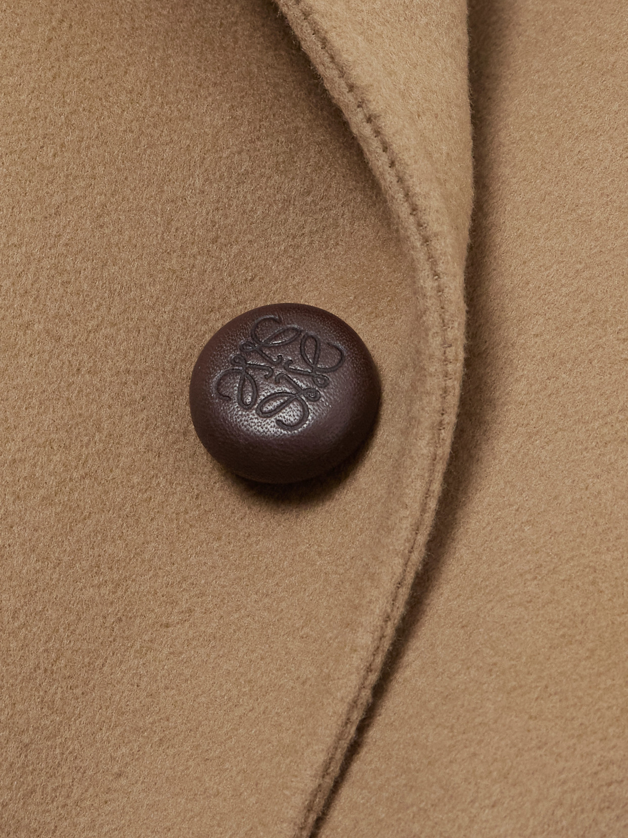 Loewe Wool Coat Double Breasted Wide Lapels In Nude