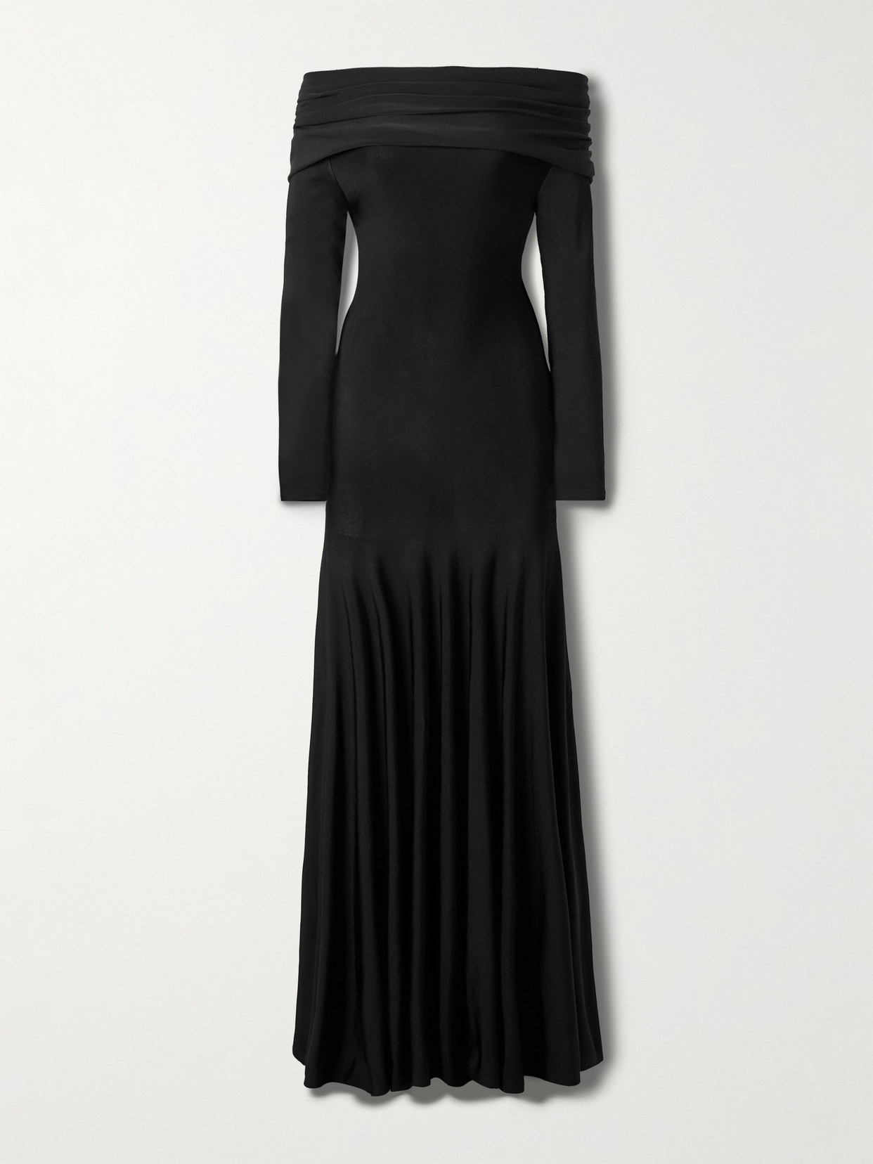 Khaite Genesis Off-the-shoulder Jersey Maxi Dress In Black