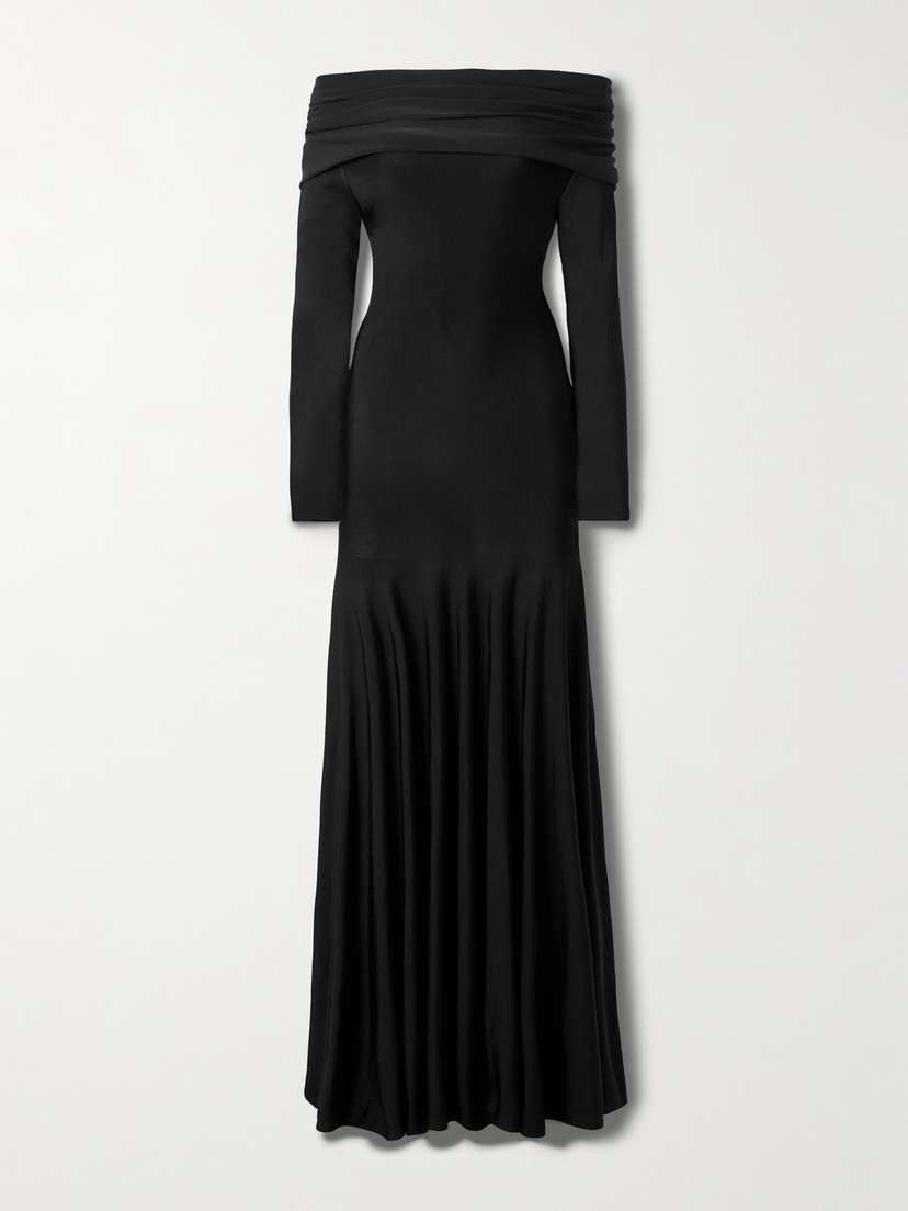 Khaite Genesis Off-the-shoulder Jersey Maxi Dress