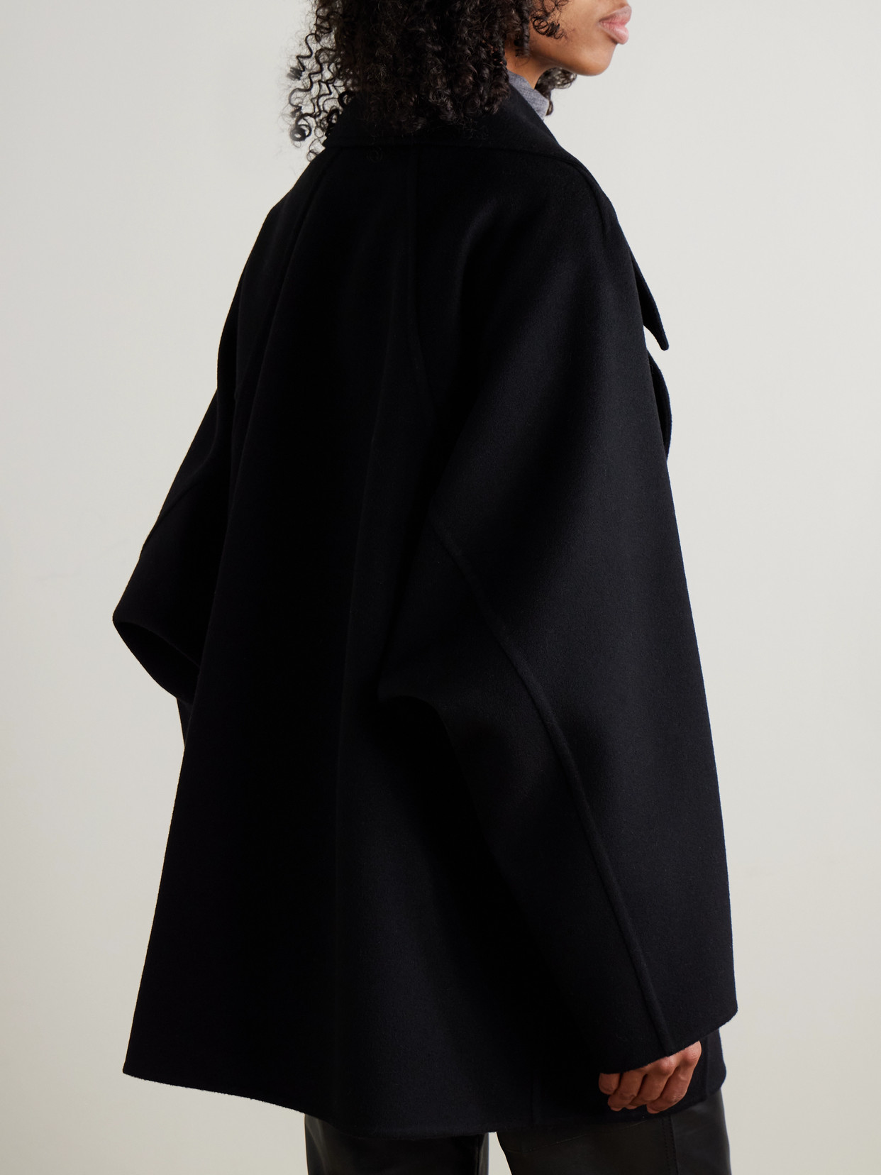 Loewe Double-breasted Wool Coat In Black