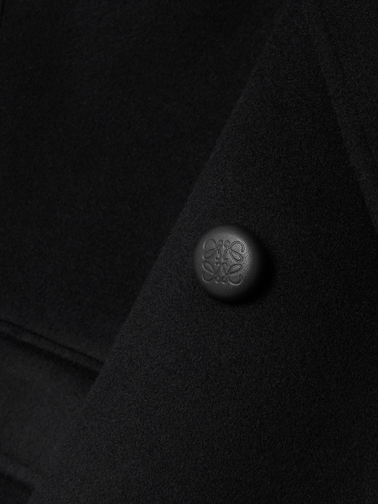 Loewe Double-breasted Wool Coat In Black