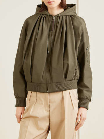 Loewe Hooded leather-trimmed cotton-blend jacket