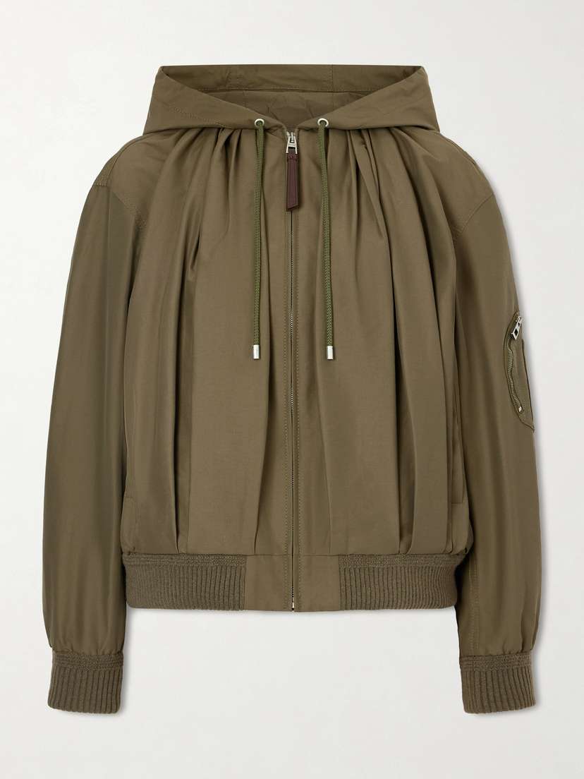 Loewe Hooded Leather-trimmed Cotton-blend Jacket