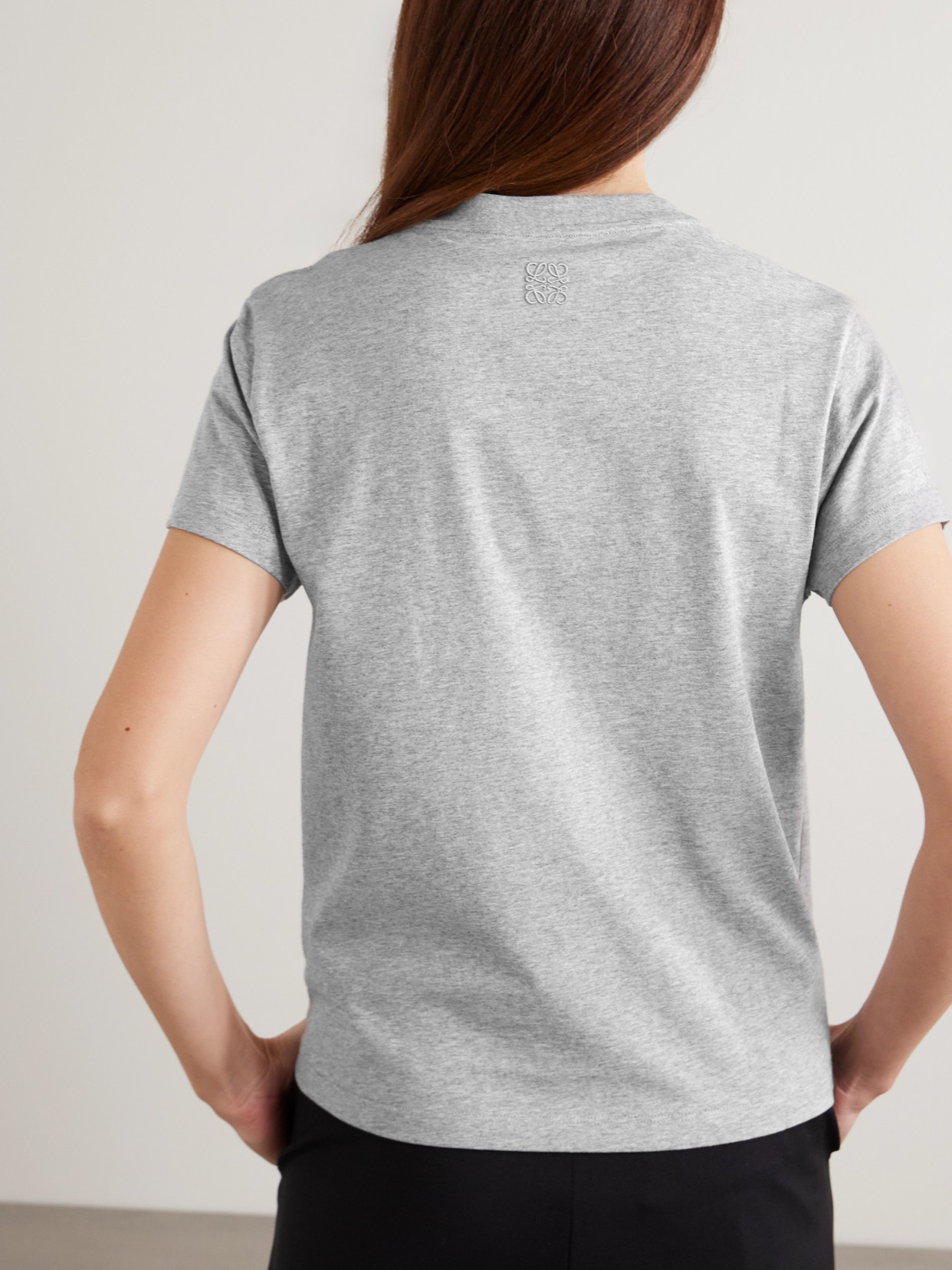 Loewe Anagram Embroidered Cotton-jersey T-shirt In Gray