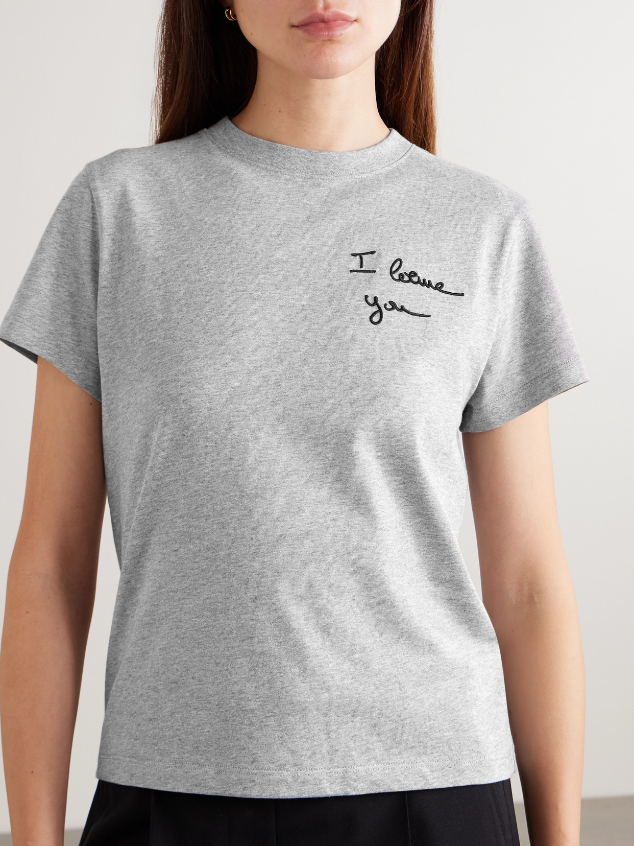 Loewe Anagram Embroidered Cotton-jersey T-shirt In Gray