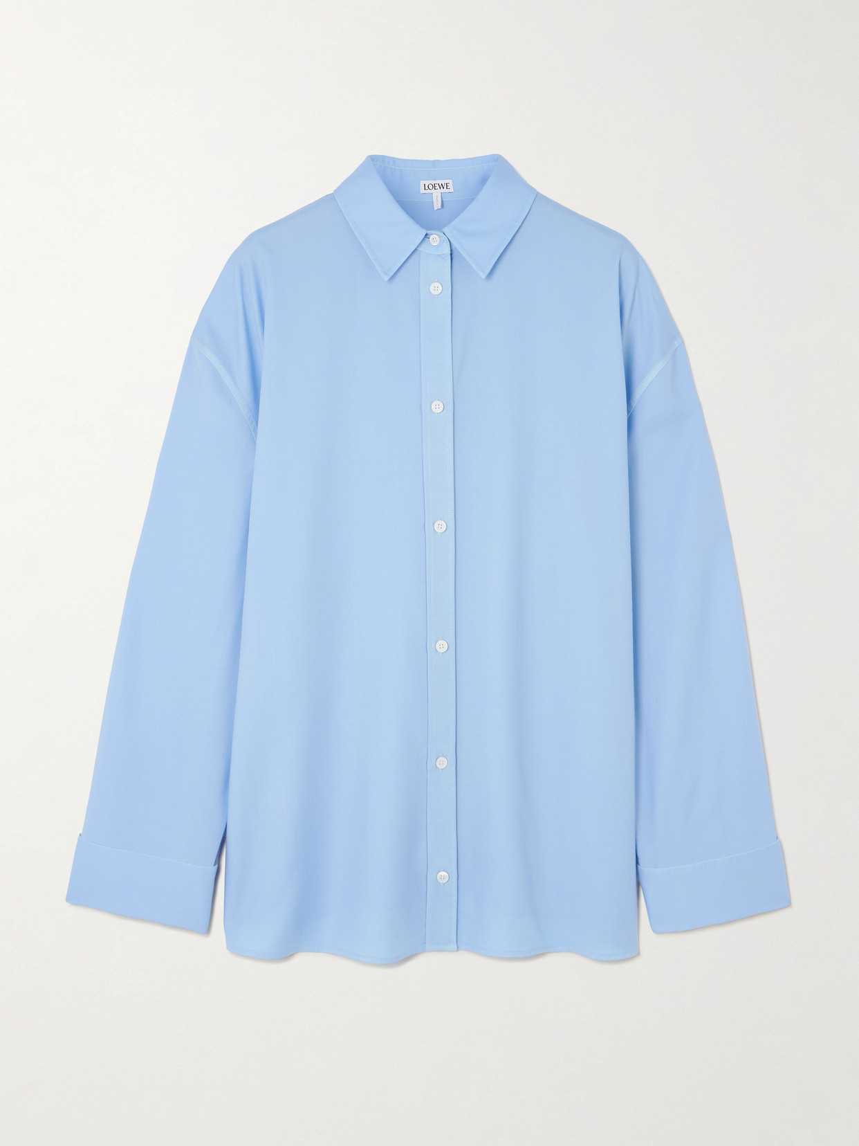 Loewe Wool And Silk-blend Twill Shirt In Blue
