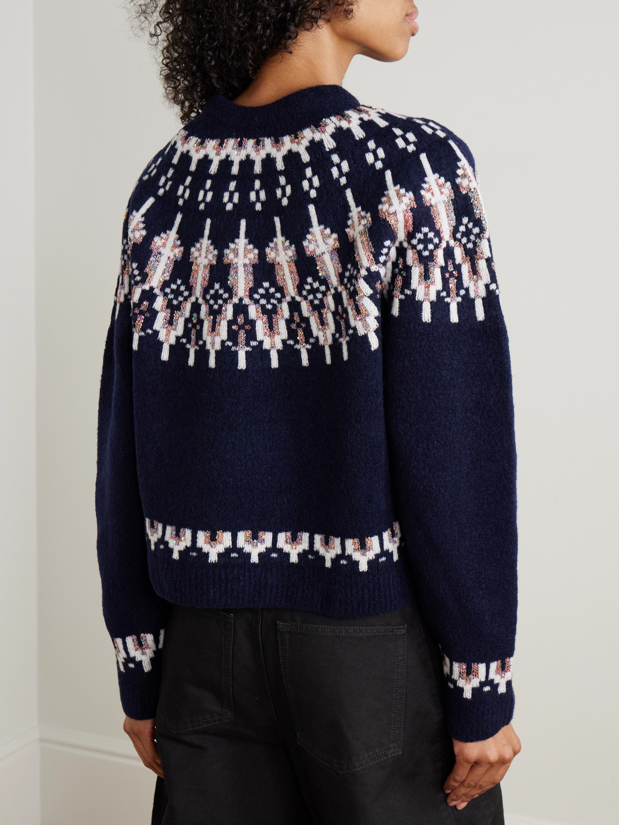 Loewe Stretch Wool Blend Sweater With Patterned Design In Black