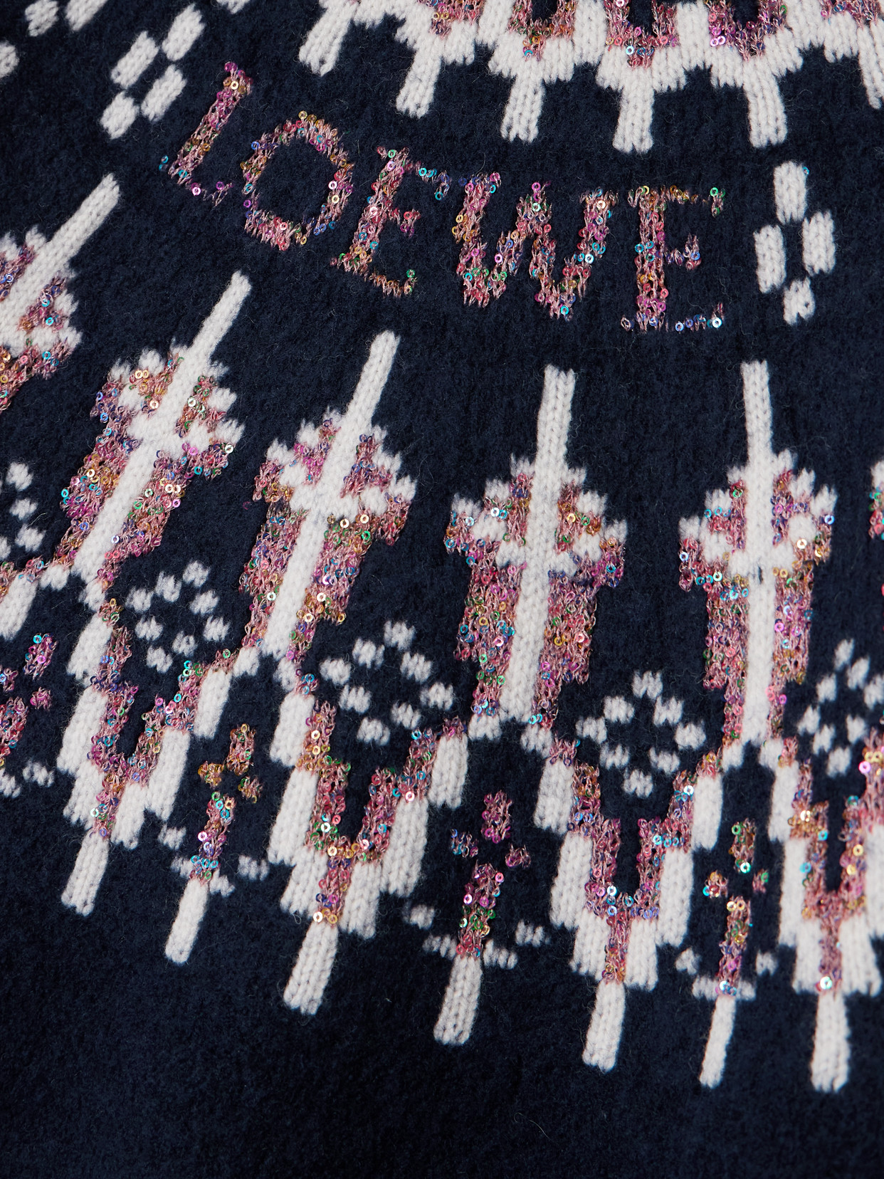 Loewe Stretch Wool Blend Sweater With Patterned Design In Black