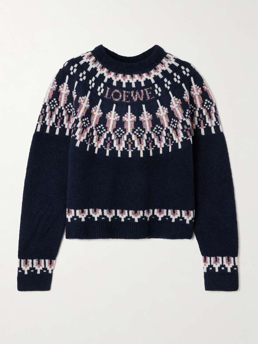 Sequin-embellished Fair Isle Wool-blend Sweater