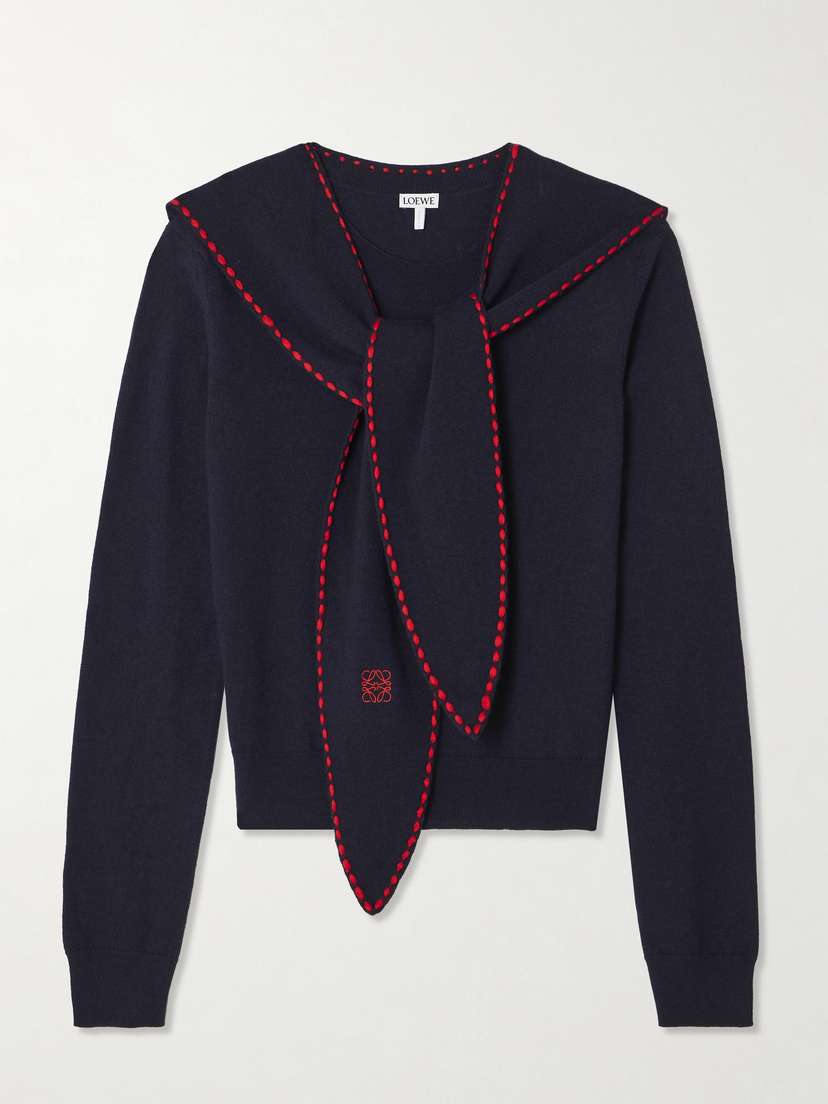 Loewe — Tie-detail embroidered knitted top