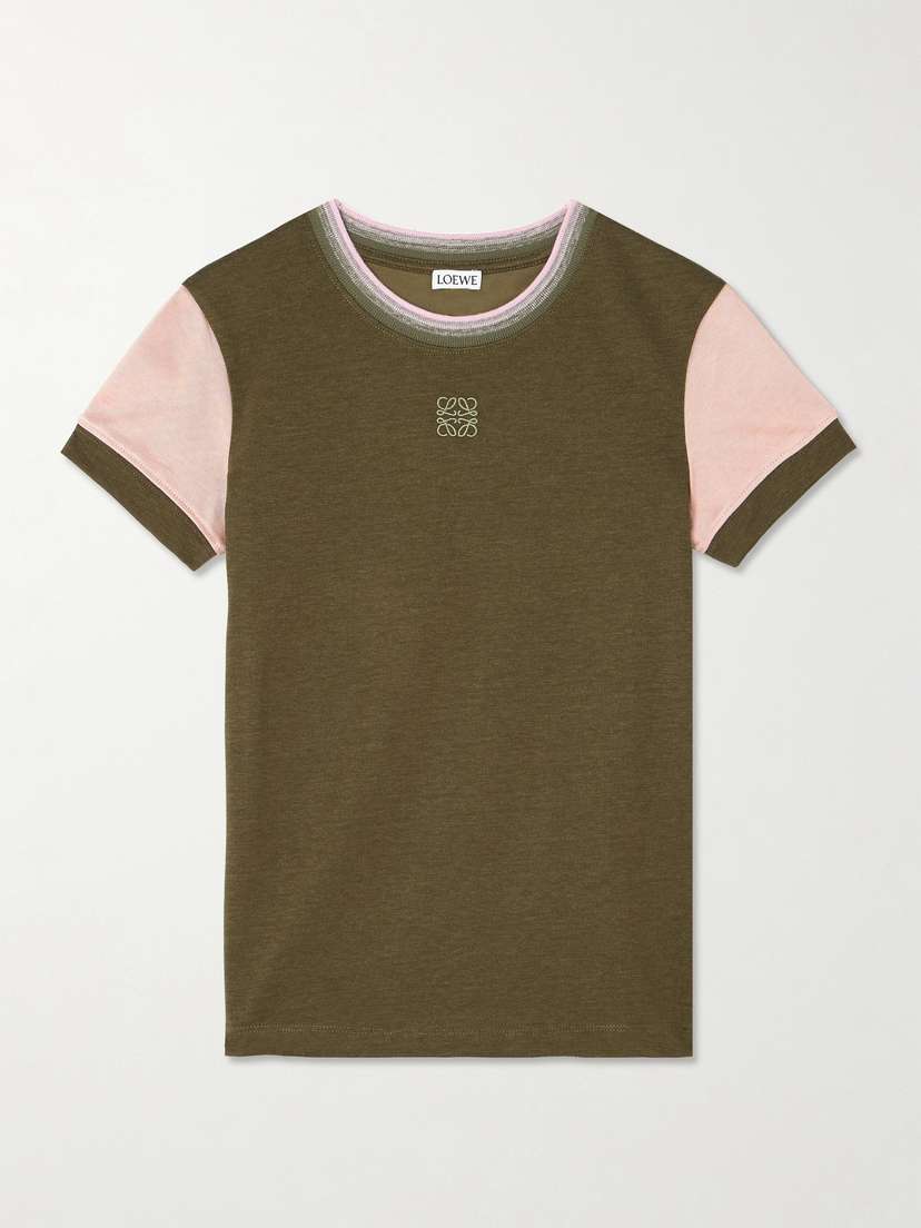 Loewe — Anagram embroidered cotton-blend jersey T-shirt
