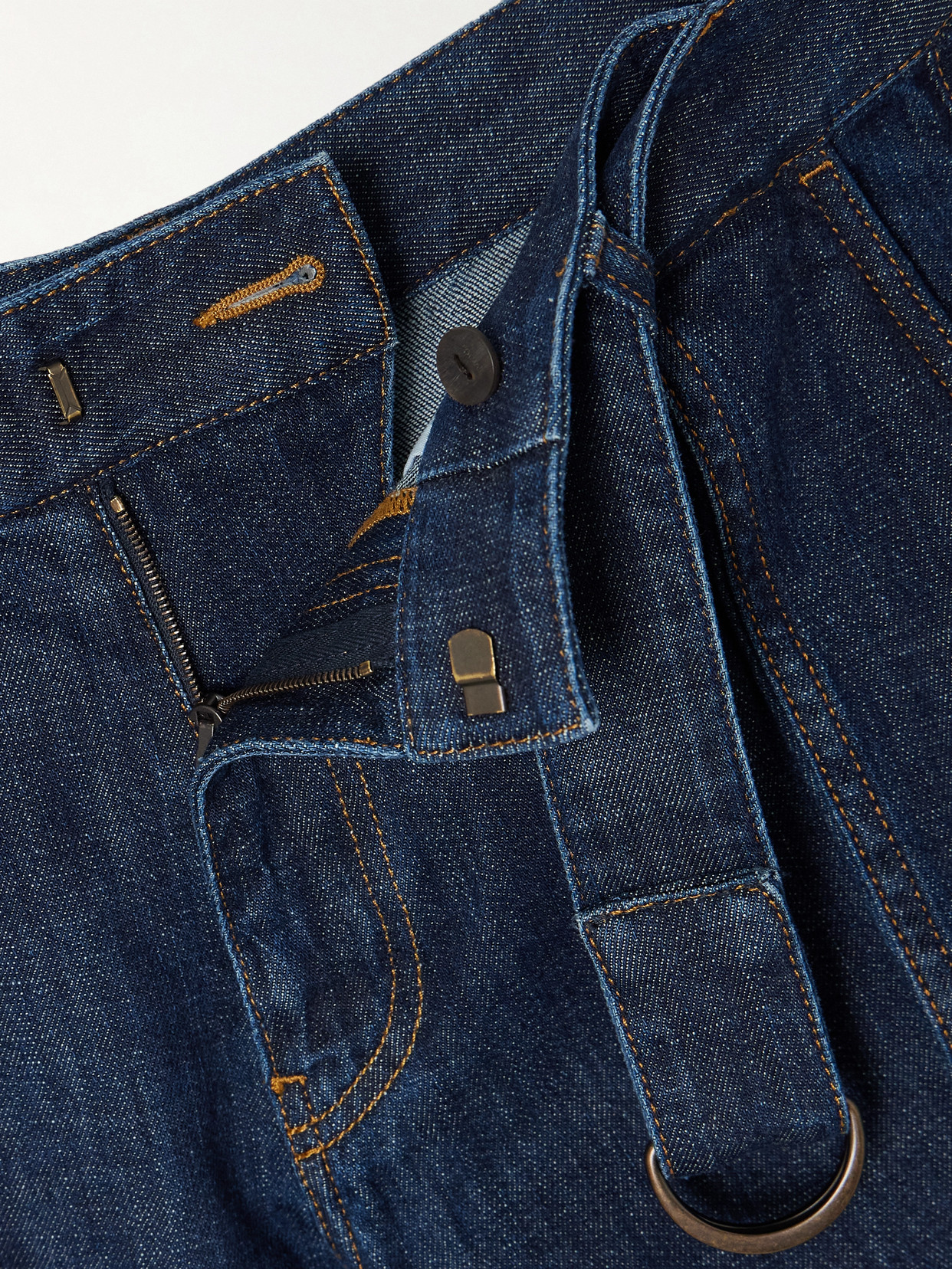 Loewe Belted Pleated High-rise Wide-leg Jeans In Blue