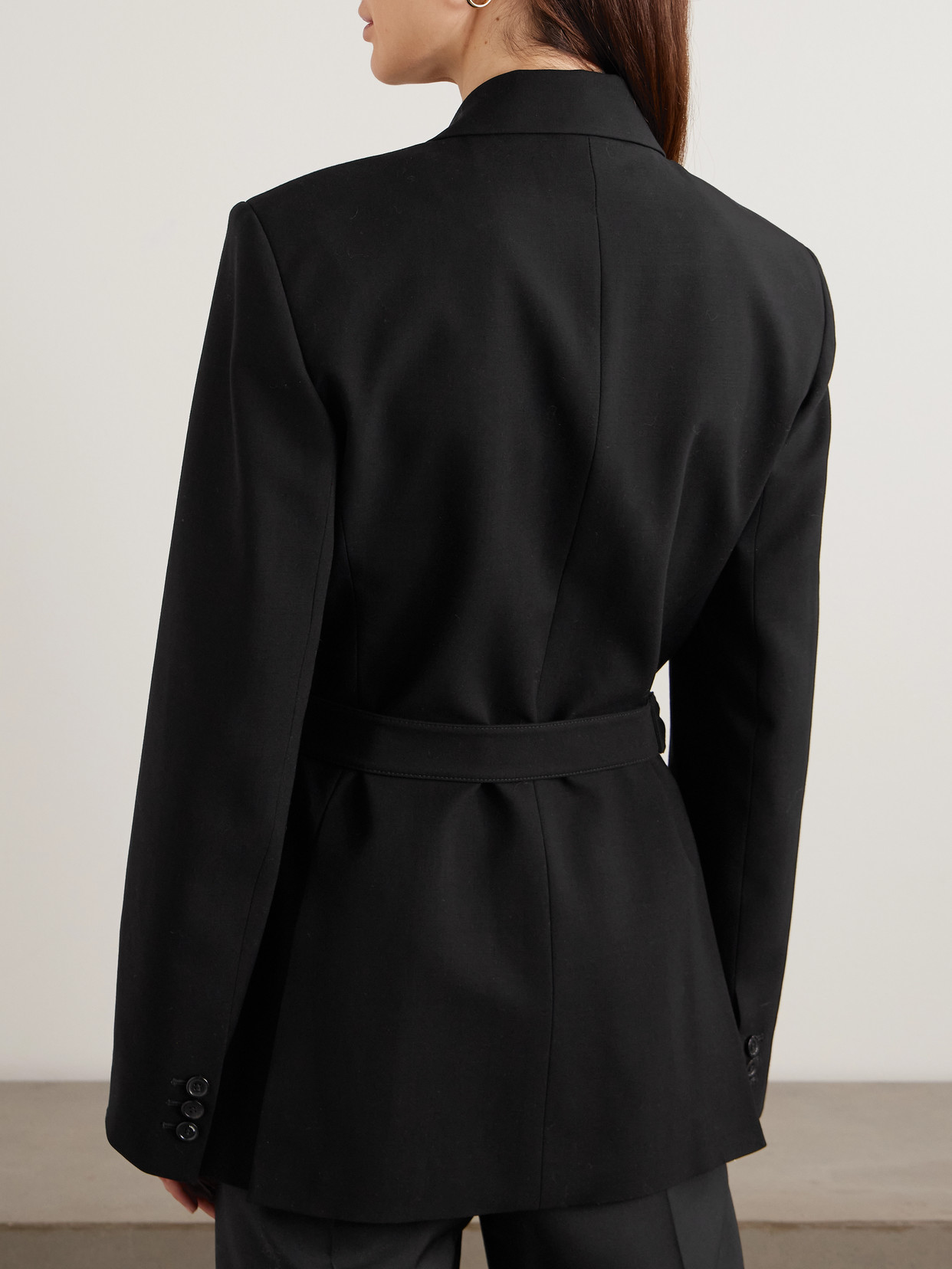 Loewe Womens Black Peak-lapel Draped Wool And Leather Blend Jacket In Black